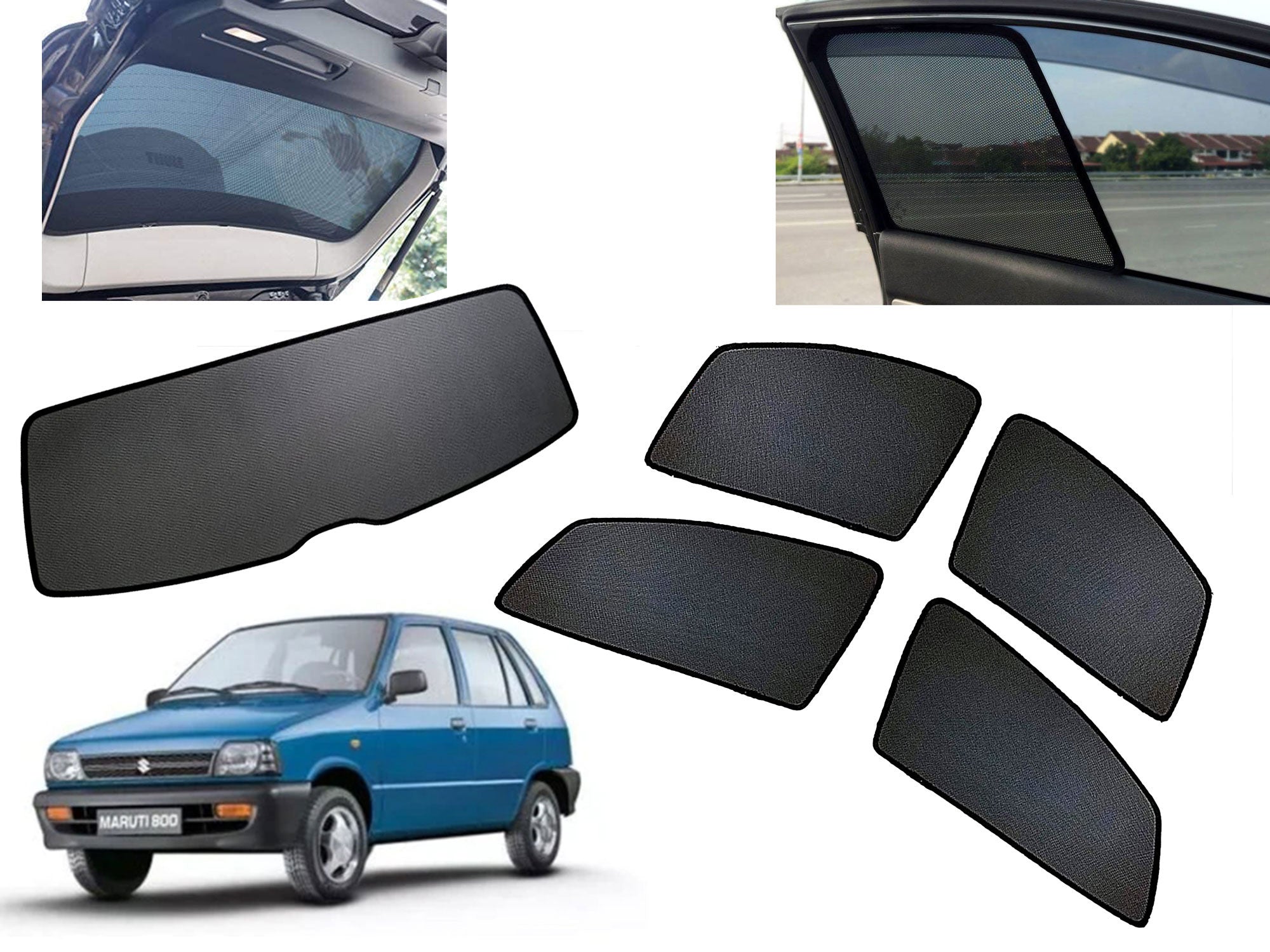 Z-Black Car Window Plug-in Half Sun Shades & Rear Dicky Curtain (Combo) for Maruti