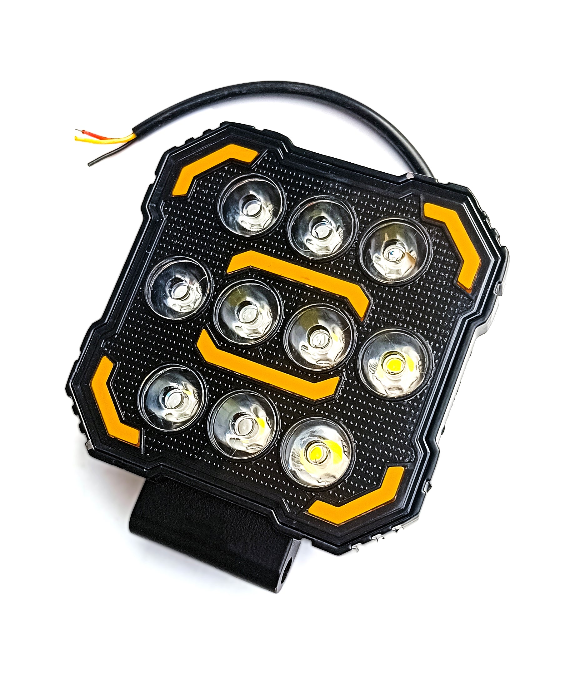 Auto Pearl Square 10-Led DRL Motorcycle Off-Road Vehicle Light Auxiliary White & Yellow 12V-24W (Pack of 1)