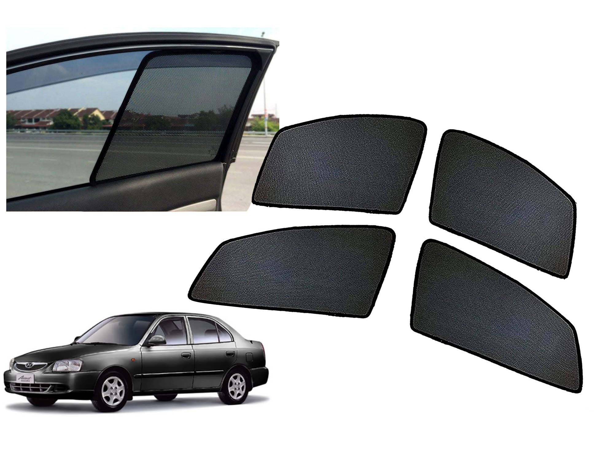 Z-Black Window Plug-in Half Sun Shades Car Curtain for Hyundai