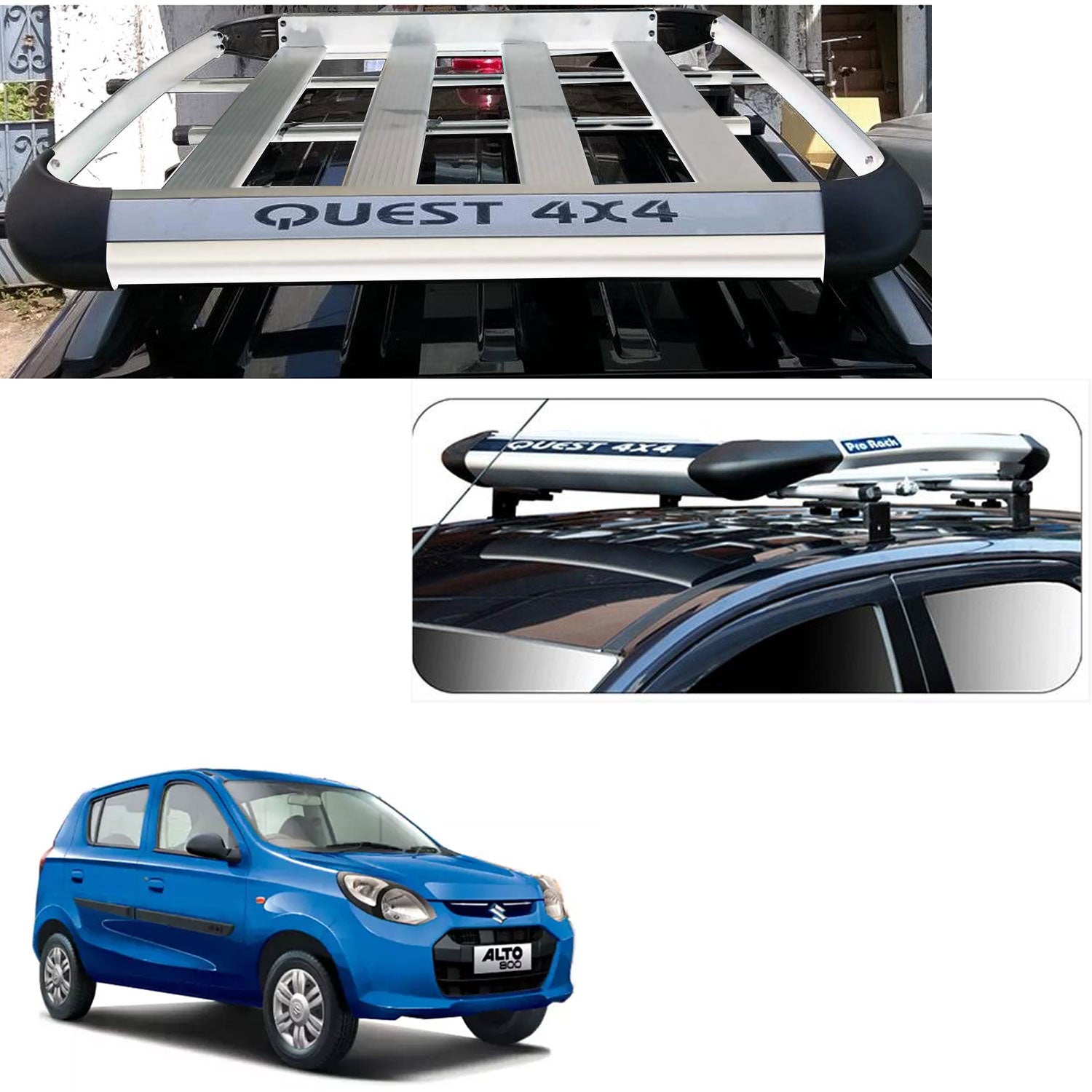 Car Roof Quest Luggage (4x 4) Frame Aluminum Roof Frame Universal Roof Frame Travel Frame Load Frame Load Over 100 kg Roof Shelves Luggage Box Roof Rack (Silver)