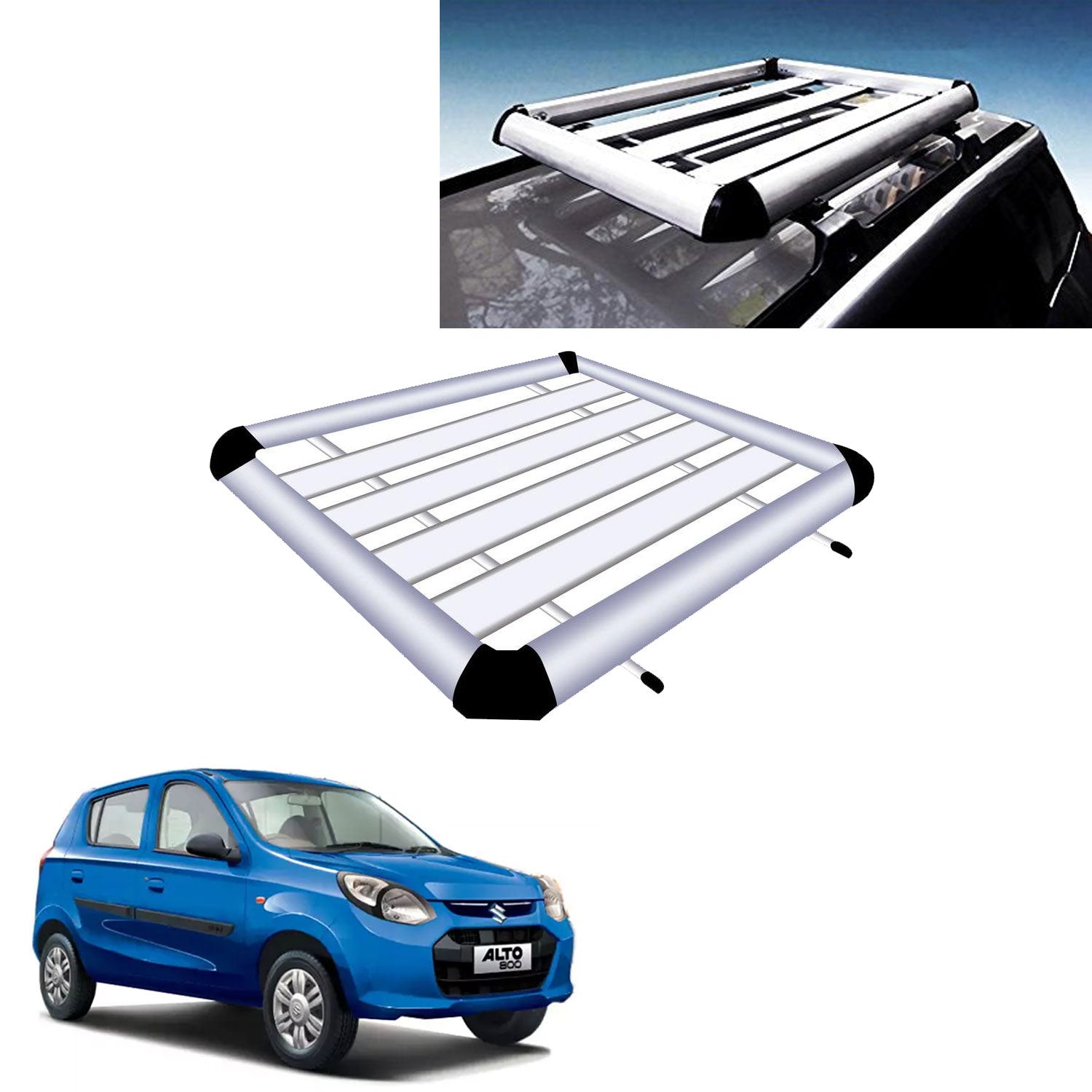 Car Roof Luggage Frame Aluminum Roof Frame Universal Roof Frame Travel Frame Load Frame Load Over 100 kg Roof Shelves Luggage Box Roof Rack (Silver)