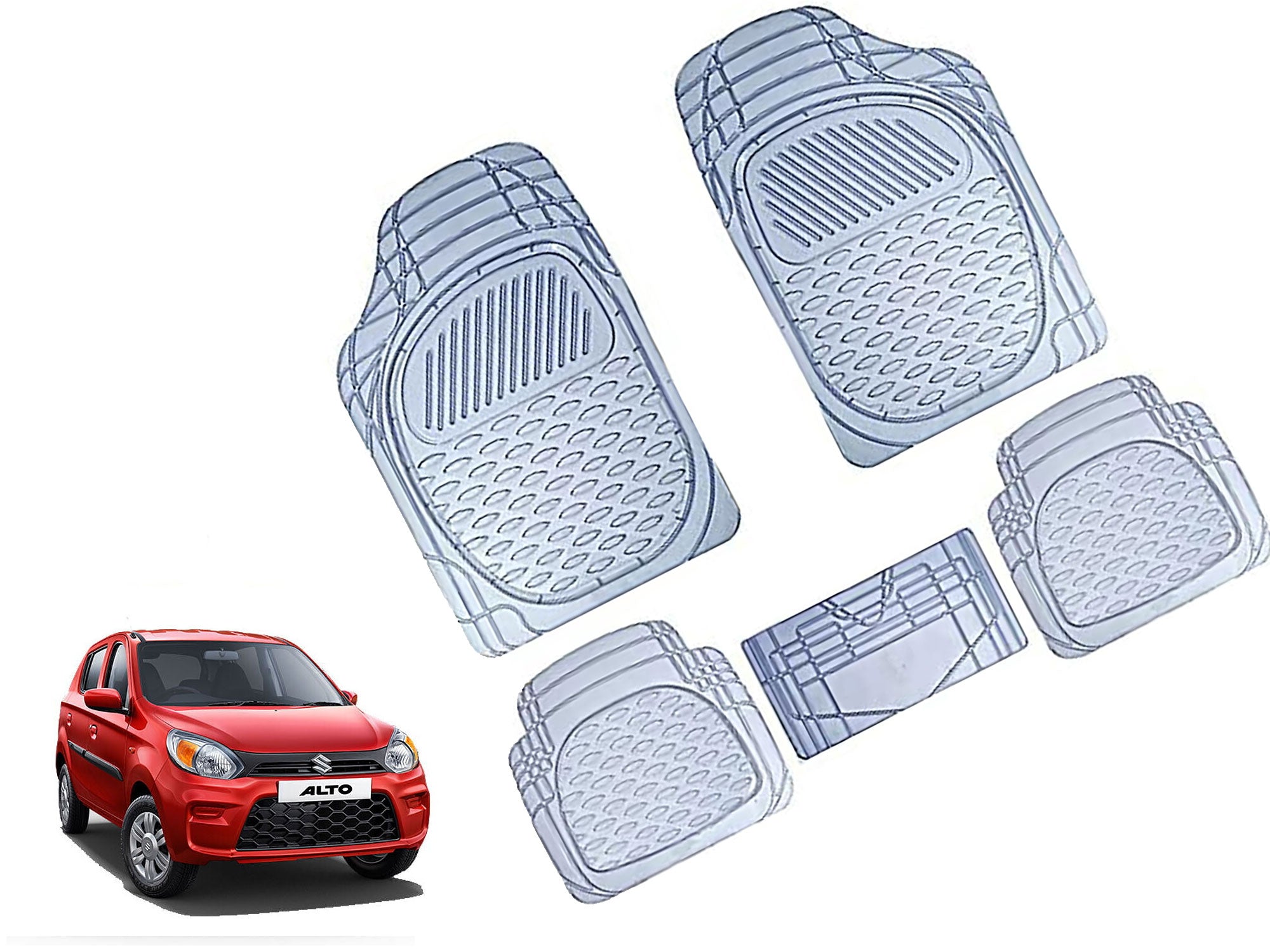 Heavy Duty Transparent 4Pcs PVC Rubber 6204 Clear Car Mat