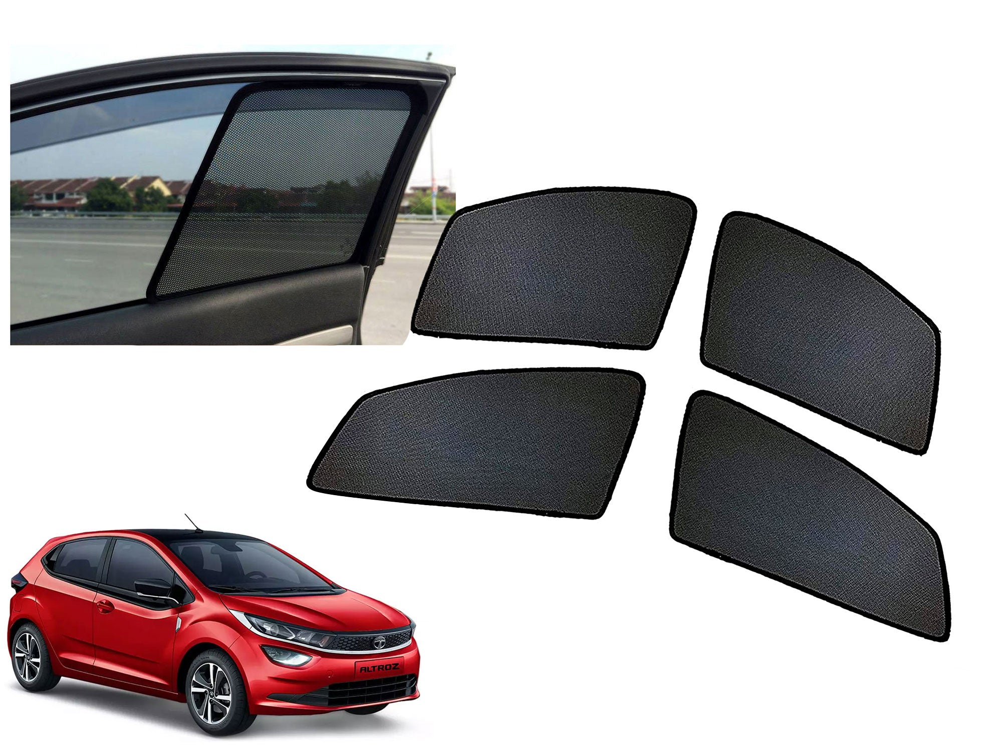 Z-Black Window Plug-in Half Sun Shades Car Curtain for TATA