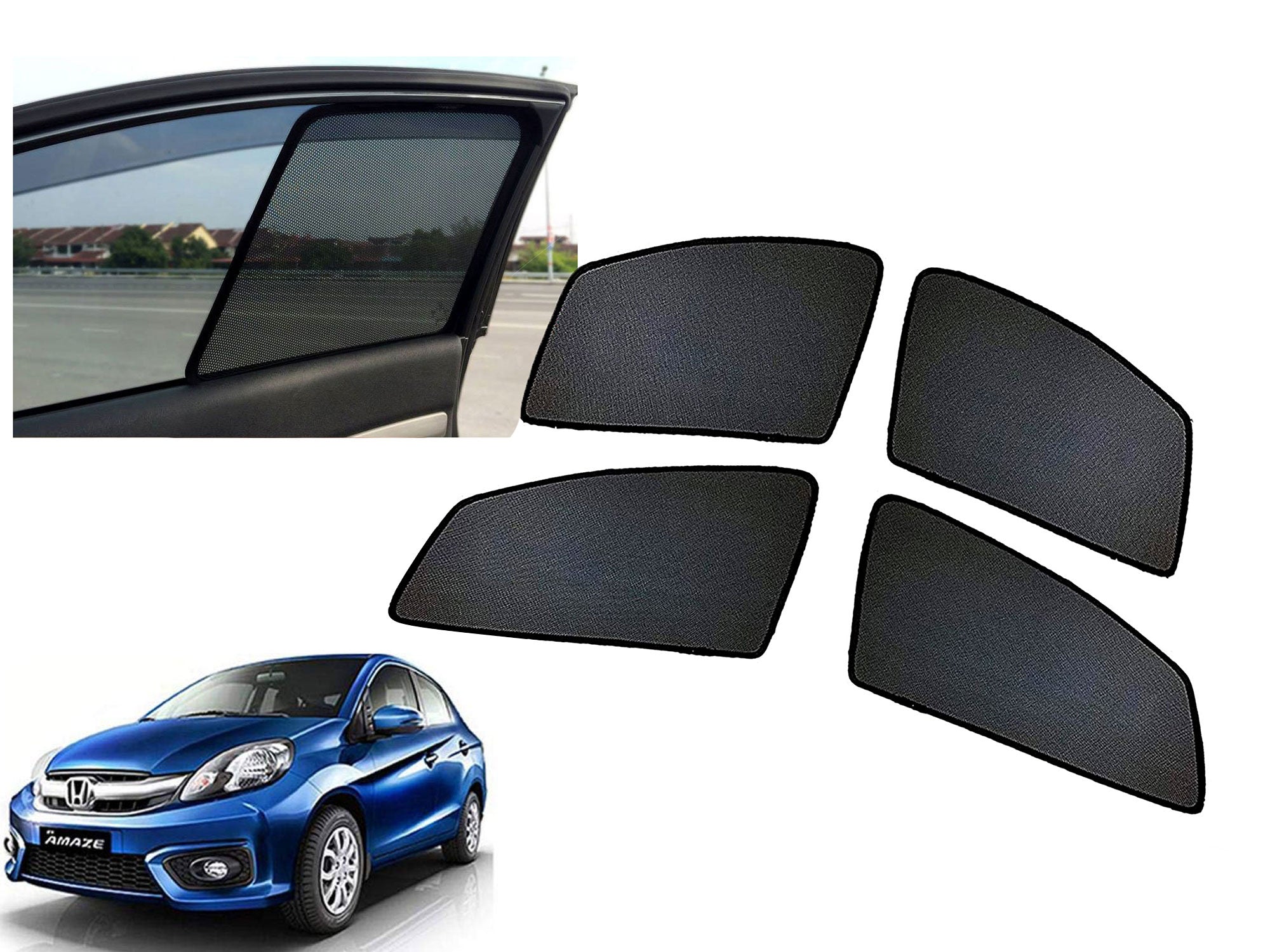 Z-Black Window Plug-in Half Sun Shades Car Curtain for Honda