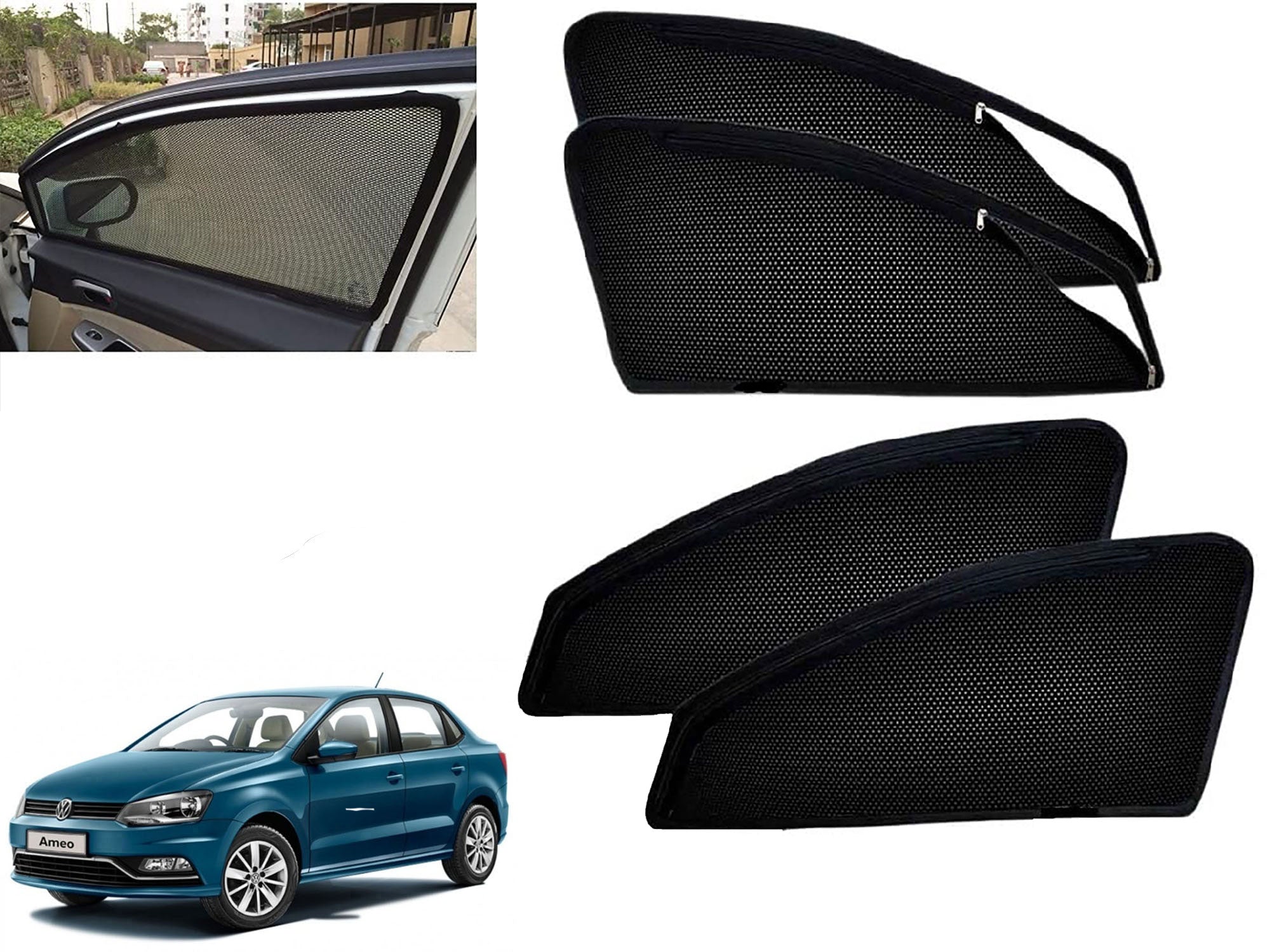 Zipper Magnetic Car Curtain Sunshades for Volkswagen