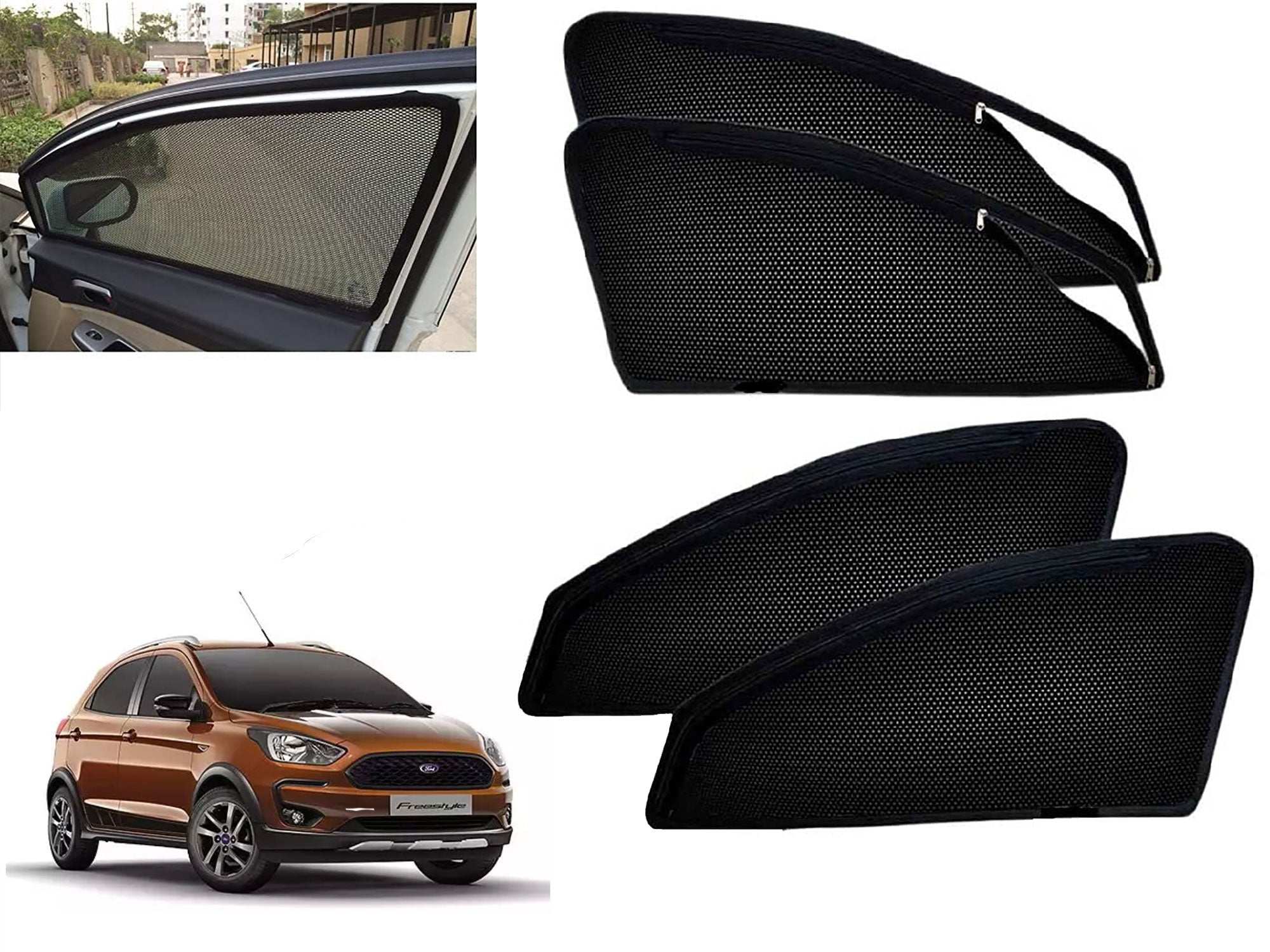 Zipper Magnetic Car Curtain Sunshades for Ford