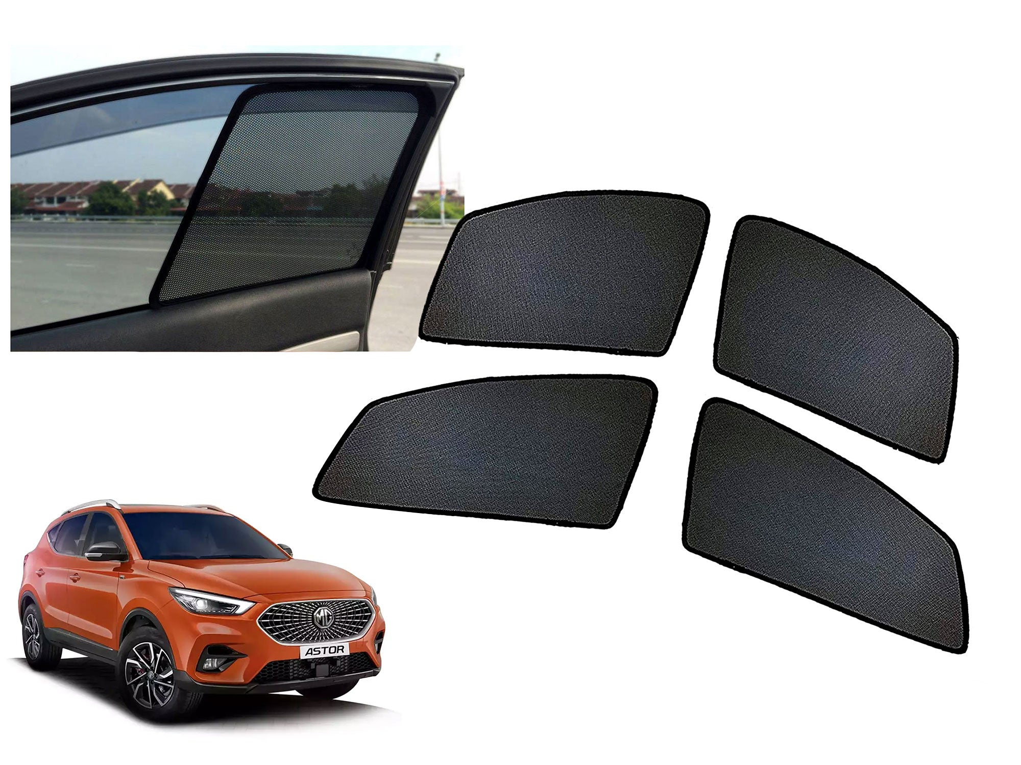 Z-Black Window Plug-in Half Sun Shades Car Curtain for MG