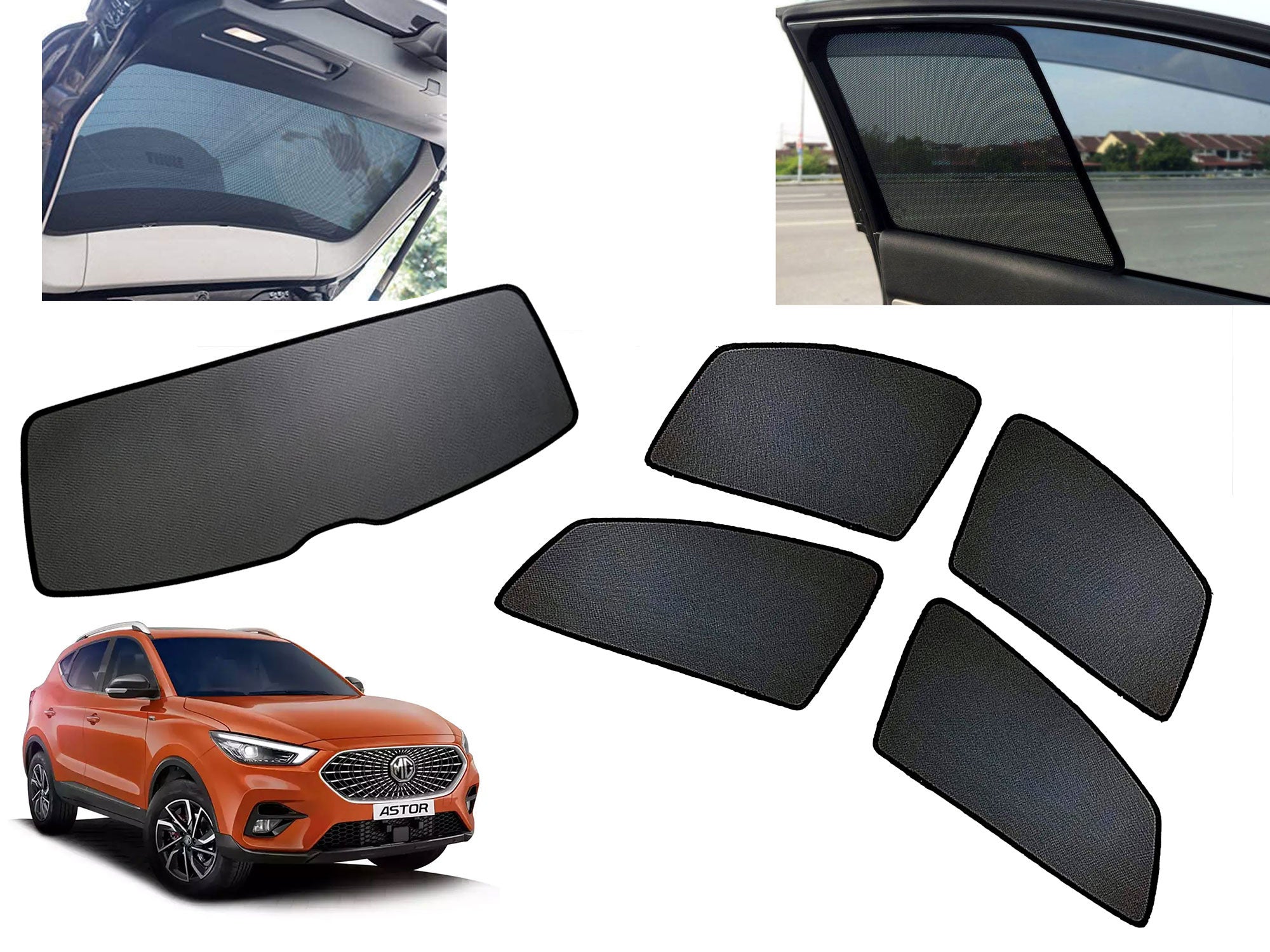 Z-Black Car Window Plug-in Half Sun Shades & Rear Dicky Curtain (Combo) for MG