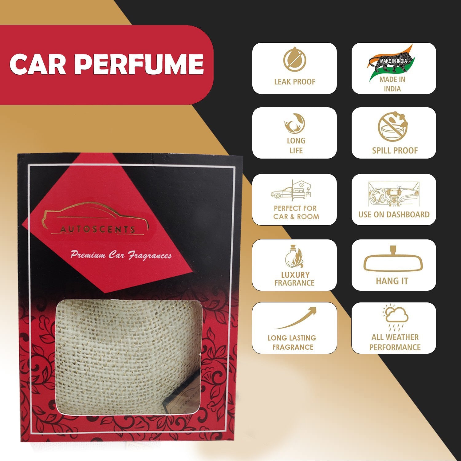 Autoscents Perfume For Hanging Jute Bag Air Freshener/Perfume for Car, Home & Office Car Accessories interior car perfumes and fresheners Fragrance: Rosepetals