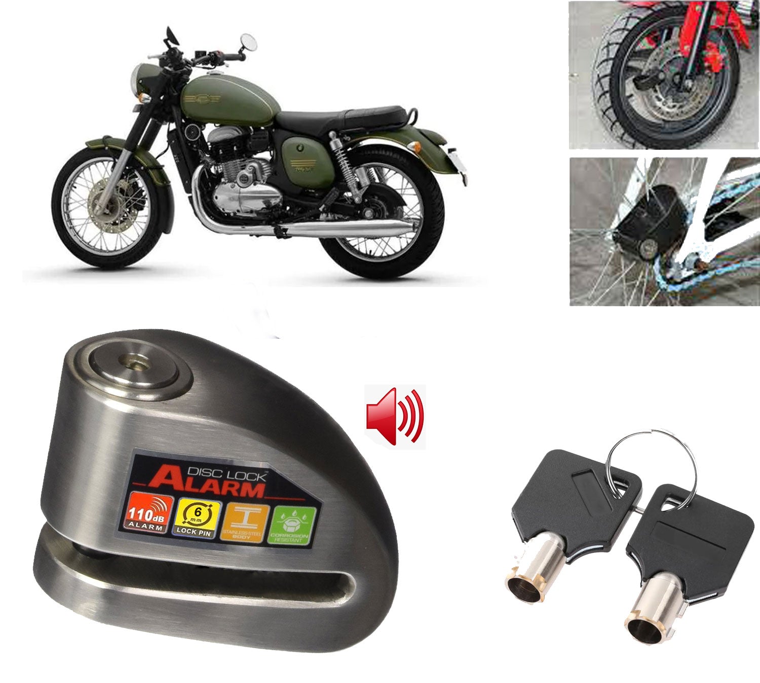 Heavy Duty Disc Brake Lock Anti-Theft Waterproof Disc Brake 110dB Alar ...