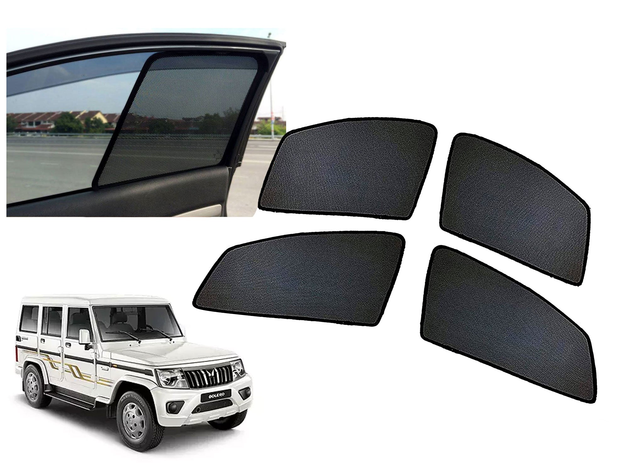 Z-Black Window Plug-in Half Sun Shades Car Curtain for Mahindra