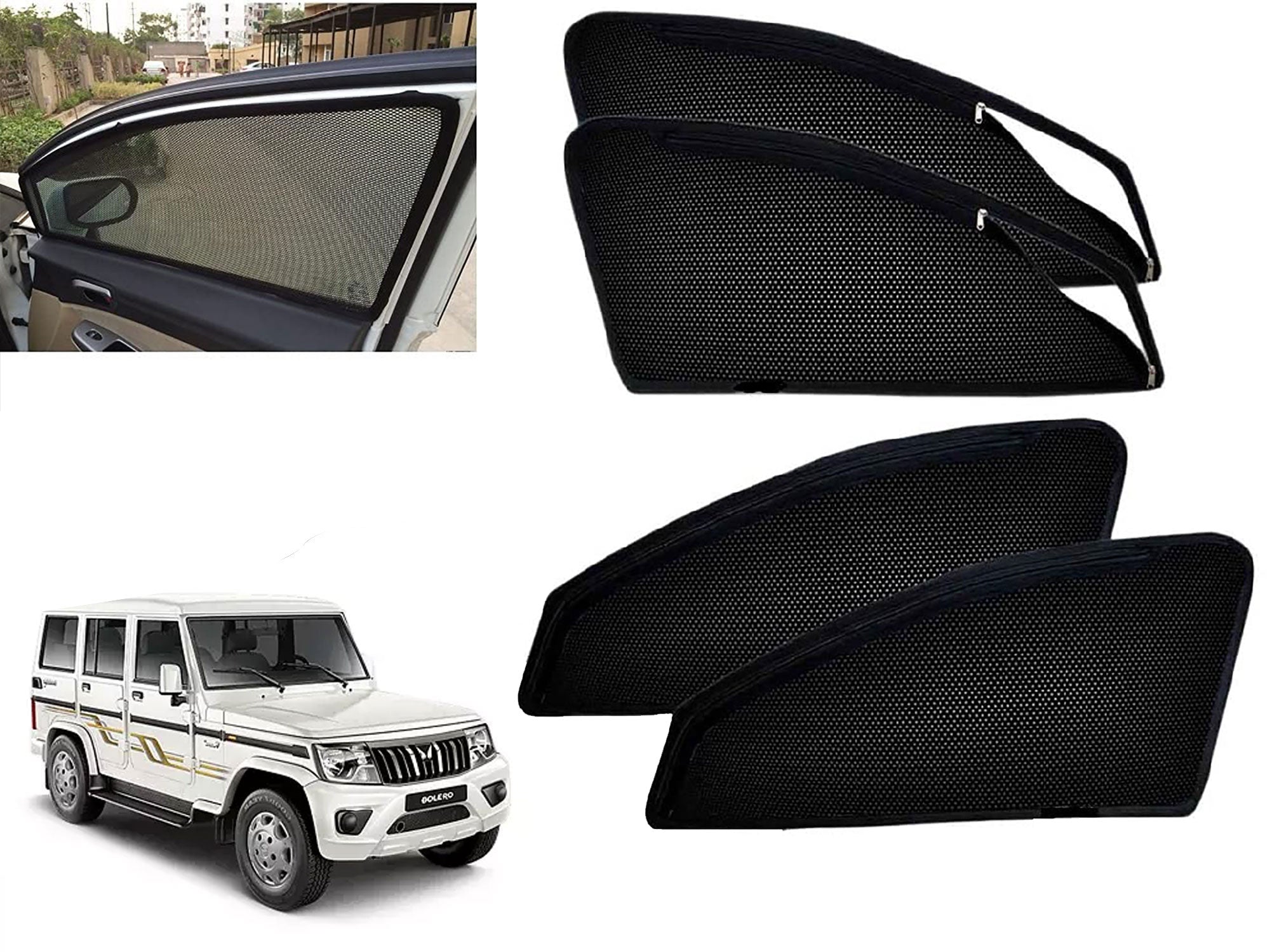 Zipper Magnetic Car Curtain Sunshades for Mahindra