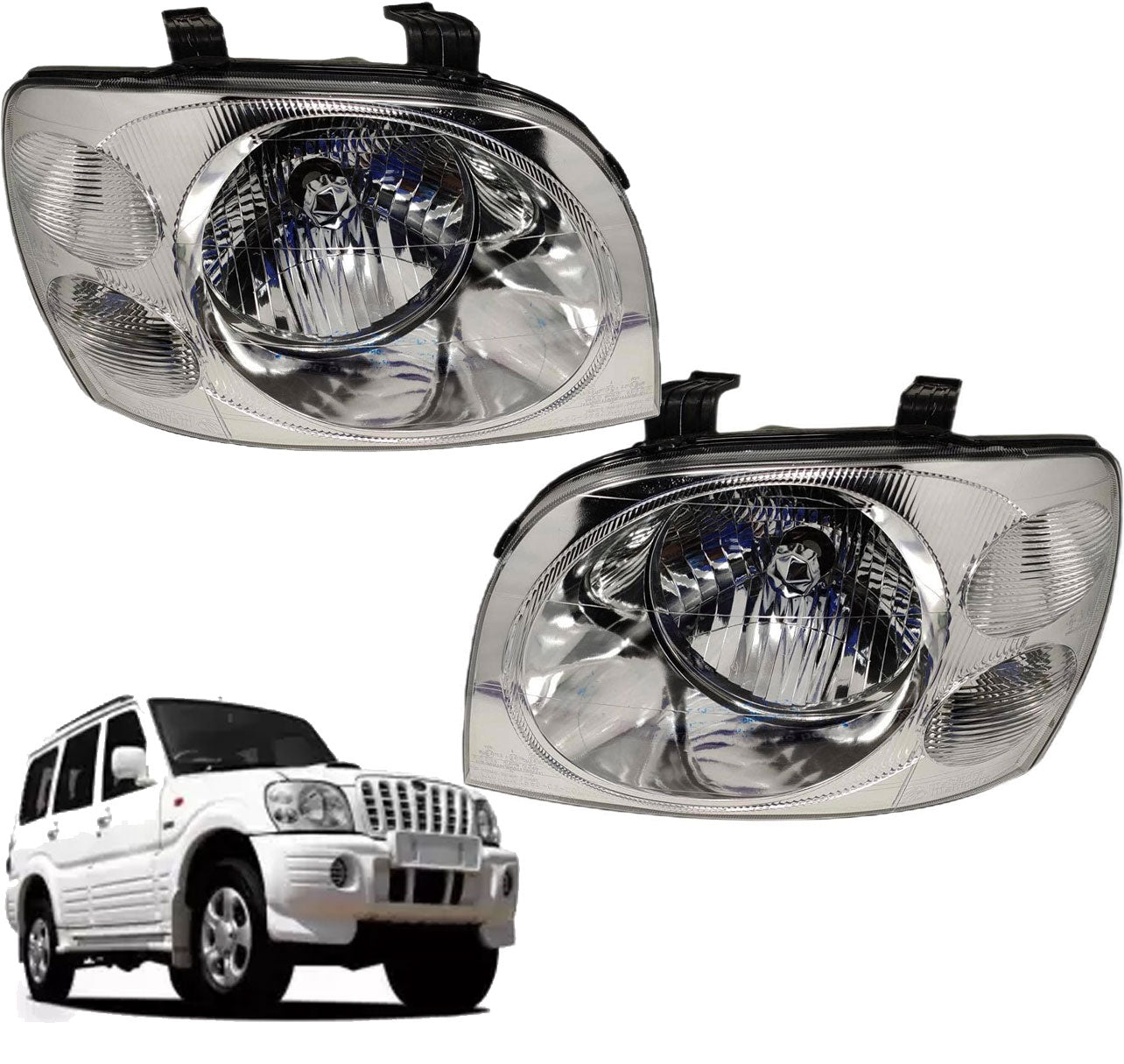 Auto Pearl Headlight Assembly Compatible with Scorpio Type-1 (2002-2006)