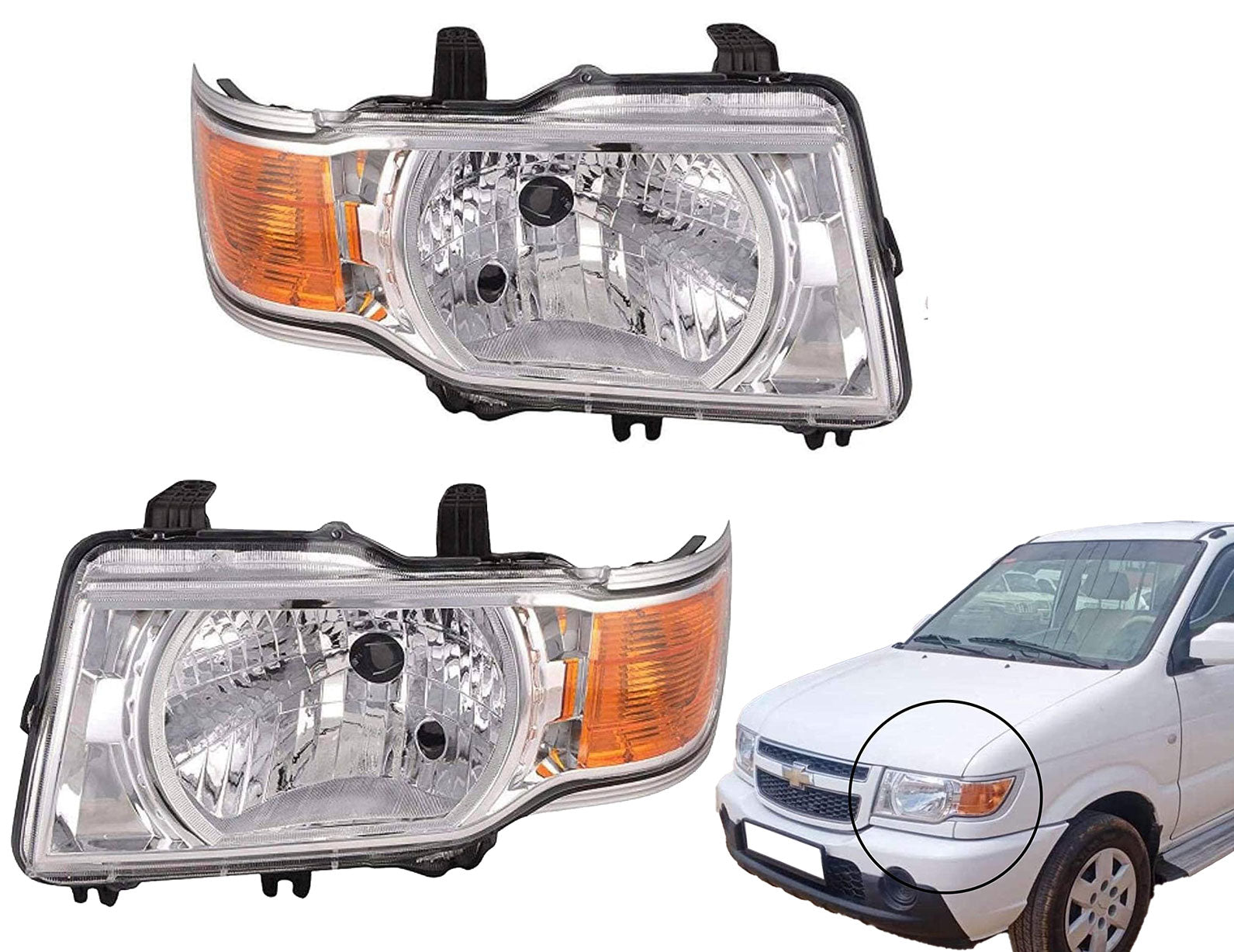 Auto Pearl Headlight Assembly Compatible with Tavera 2015