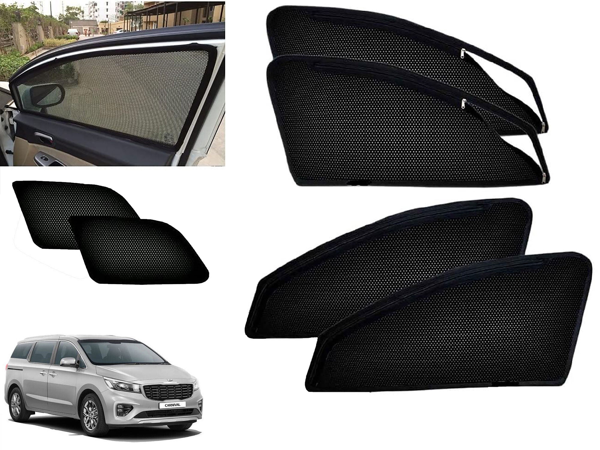 Zipper Magnetic Car Curtain Sunshades for KIA