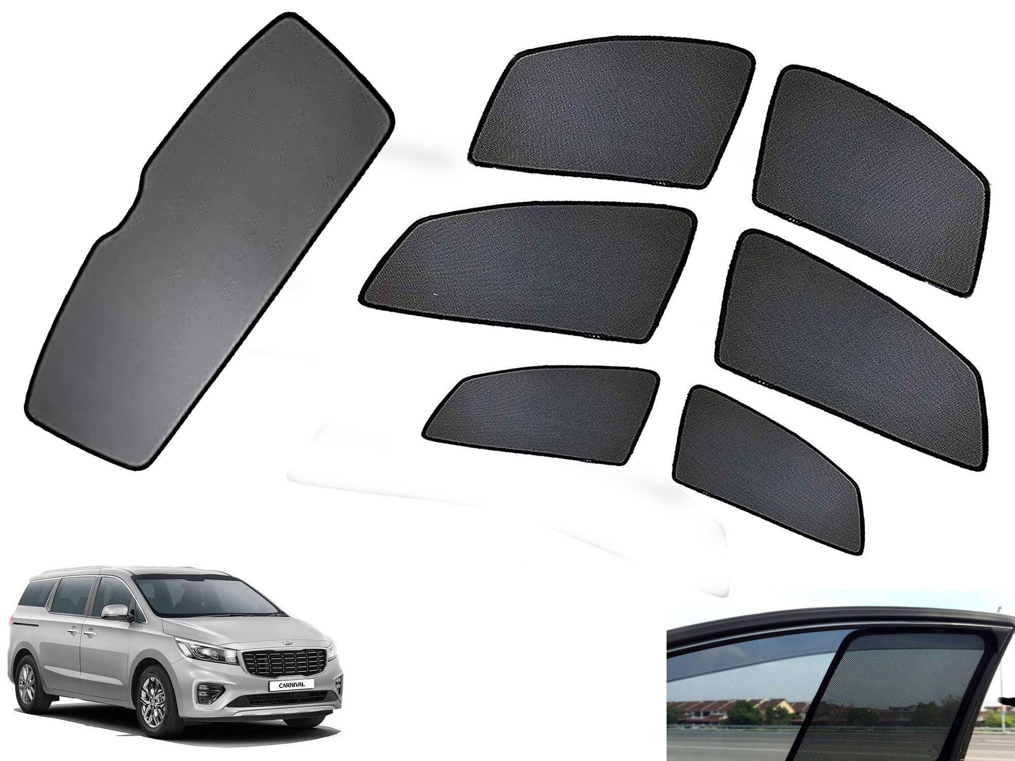 Z-Black Car Window Plug-in Half Sun Shades & Rear Dicky Curtain (Combo) for KIA