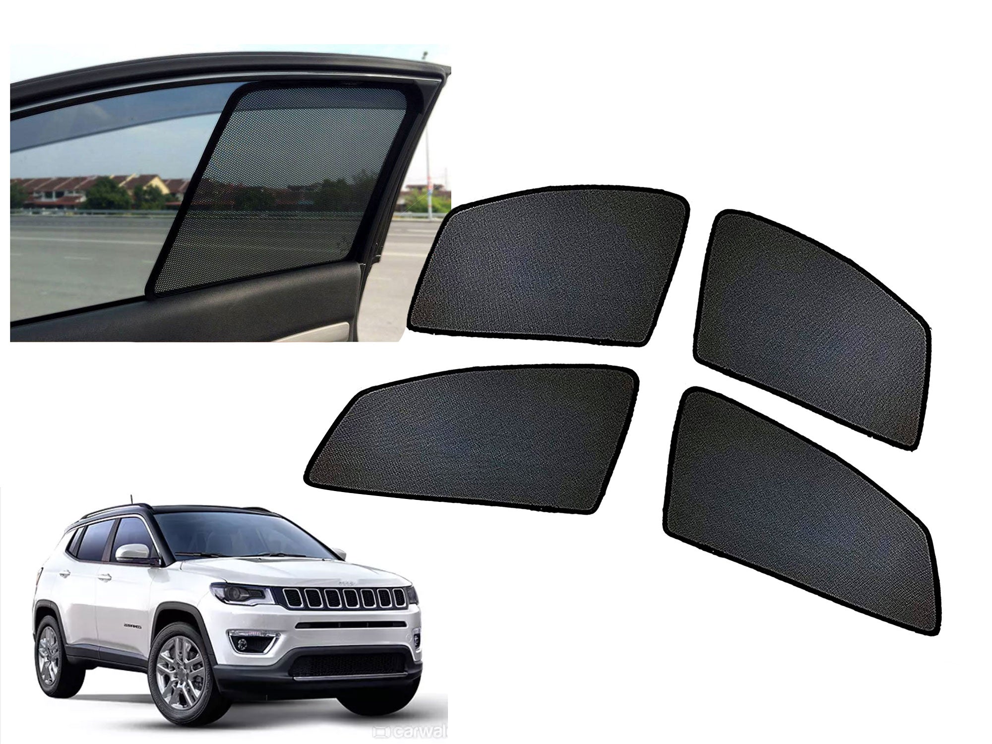 Z-Black Window Plug-in Half Sun Shades Car Curtain for Jeep