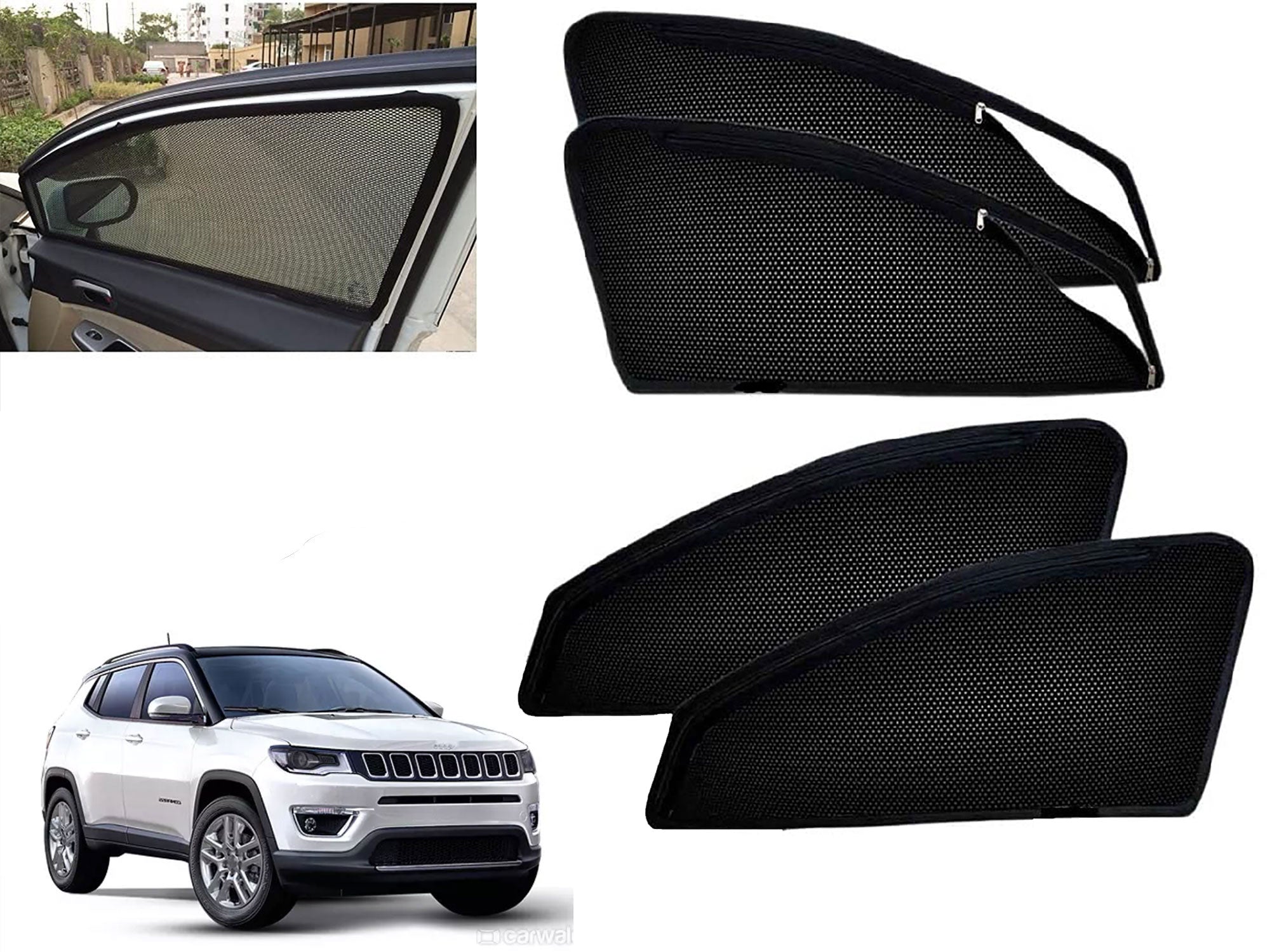 Zipper Magnetic Car Curtain Sunshades for Jeep