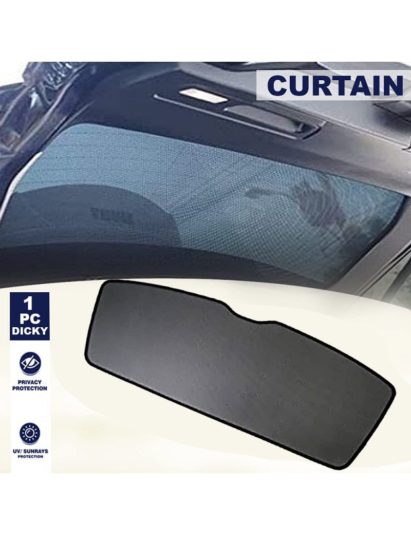 Rear Dicky Cotton Mesh Fabric Sun Shades Car Curtain 1 Pc- (Black)