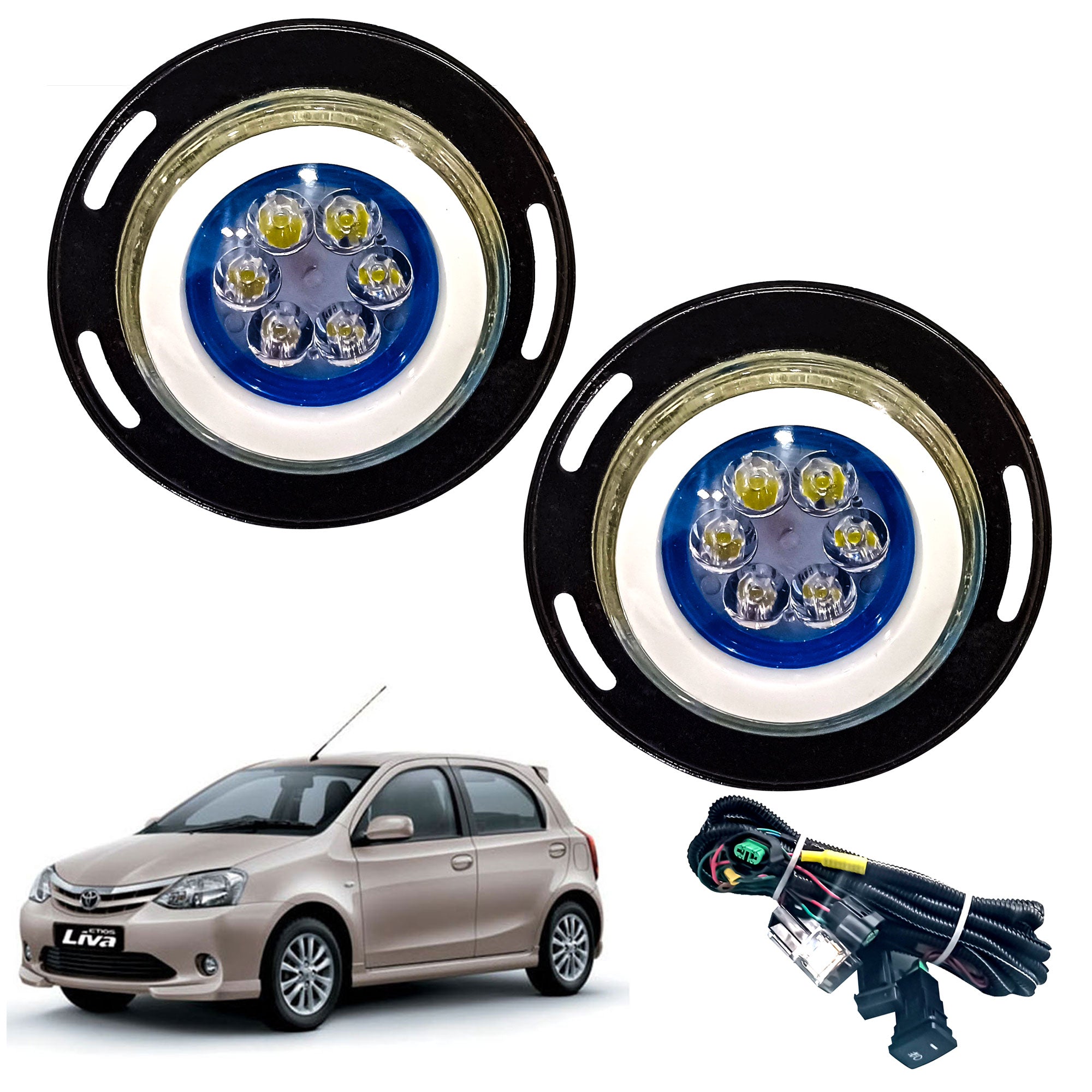 High Power Premium Quality Fog Lamp Compatible with Etios Liva (Set of 2 Pcs)