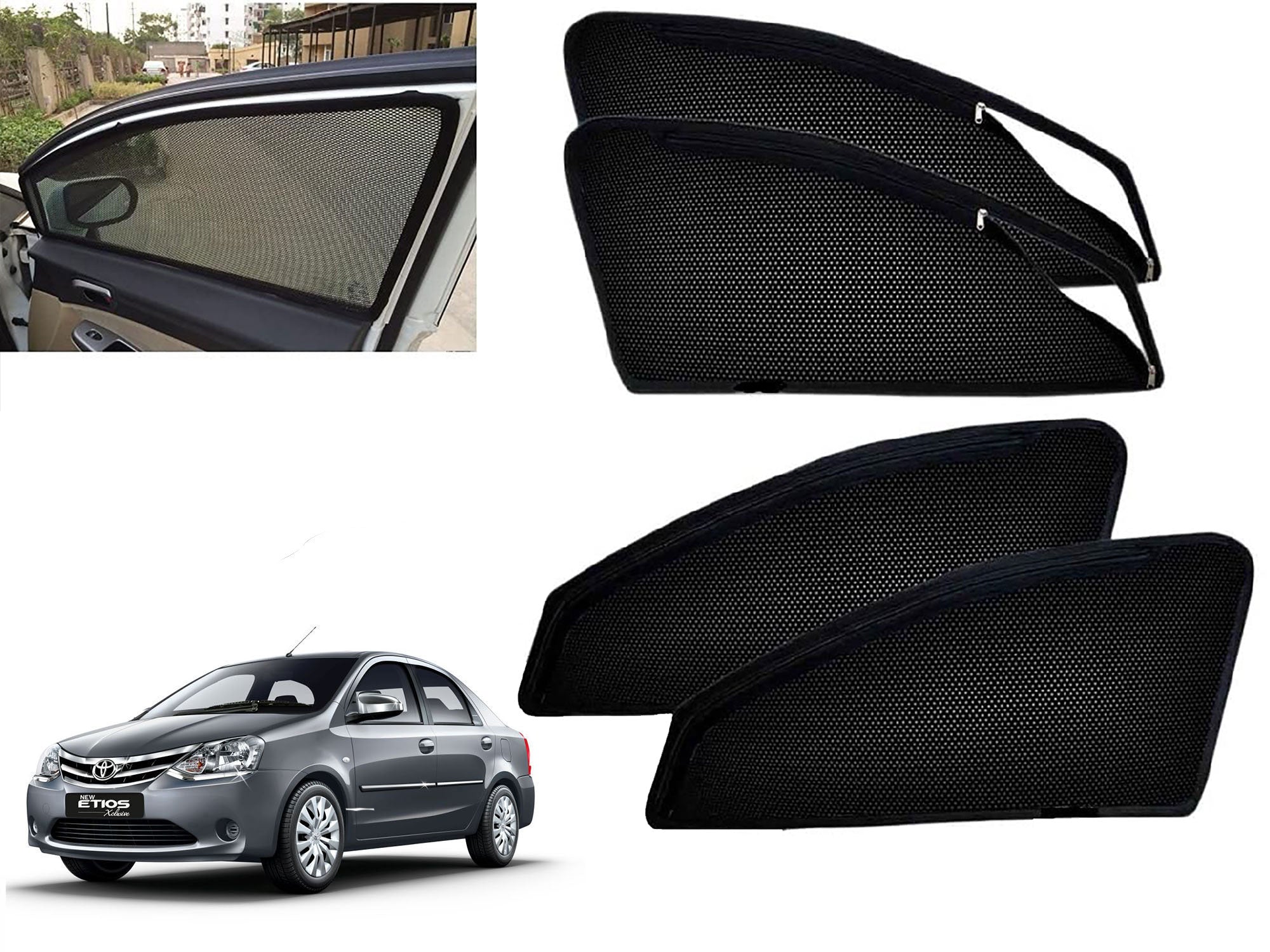 Zipper Magnetic Car Curtain Sunshades for Toyota