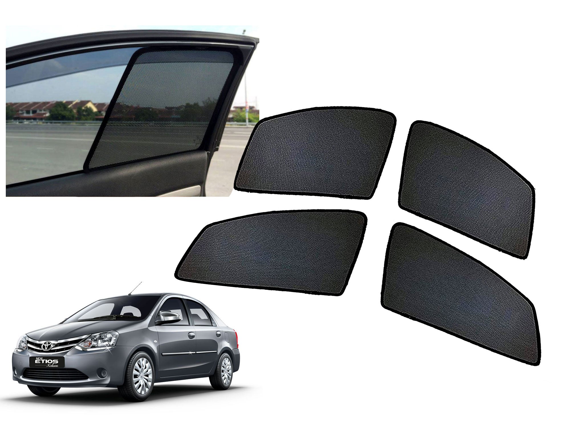 Z-Black Window Plug-in Half Sun Shades Car Curtain for Toyota