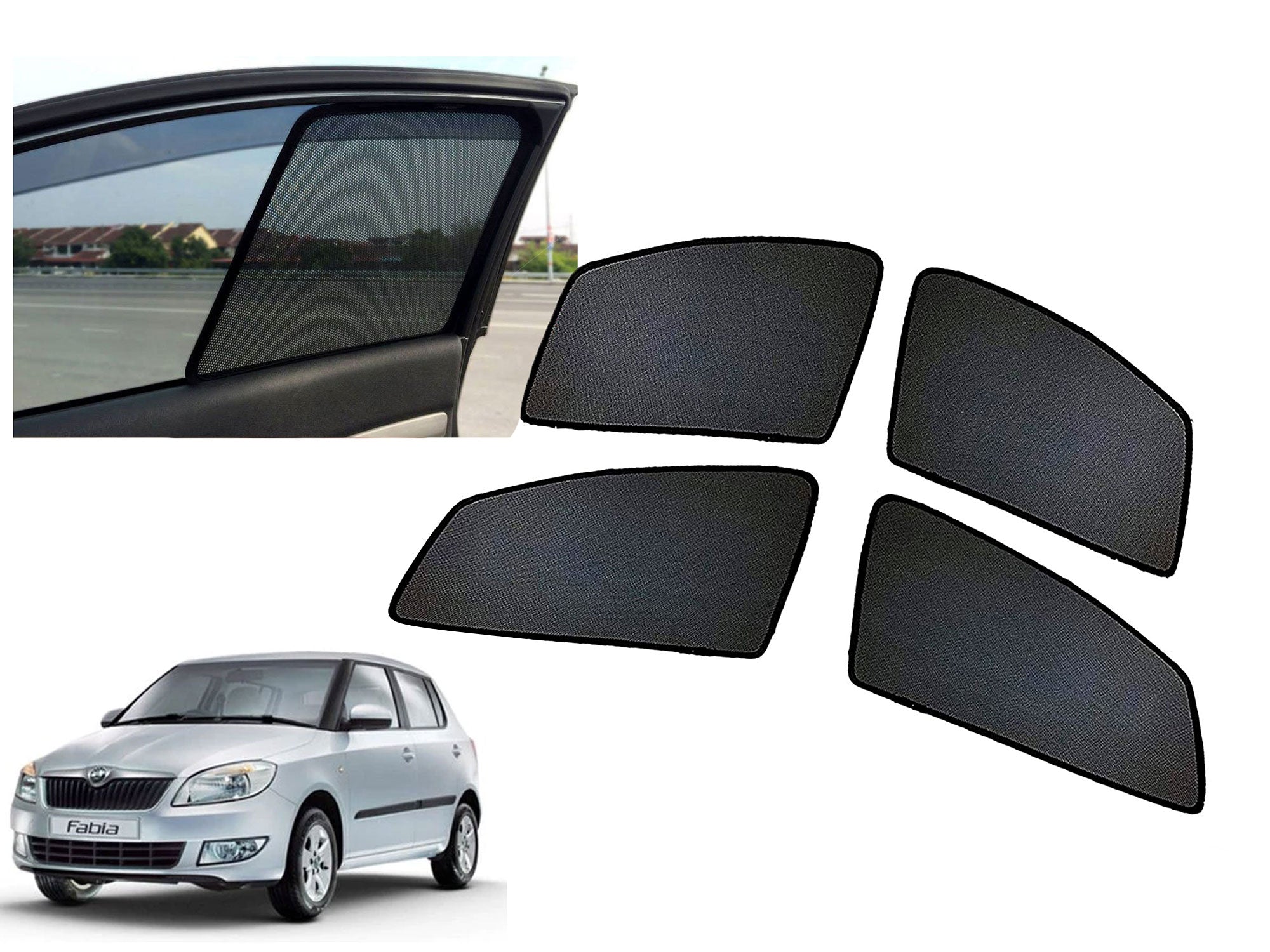 Z-Black Window Plug-in Half Sun Shades Car Curtain for Skoda