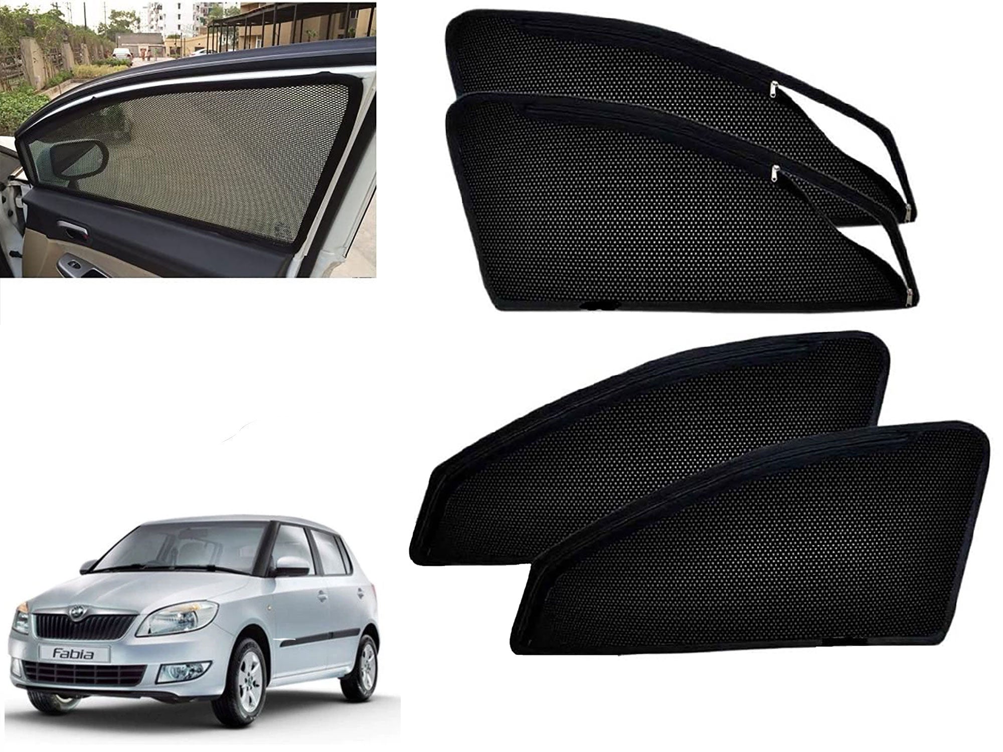 Zipper Magnetic Car Curtain Sunshades for Skoda