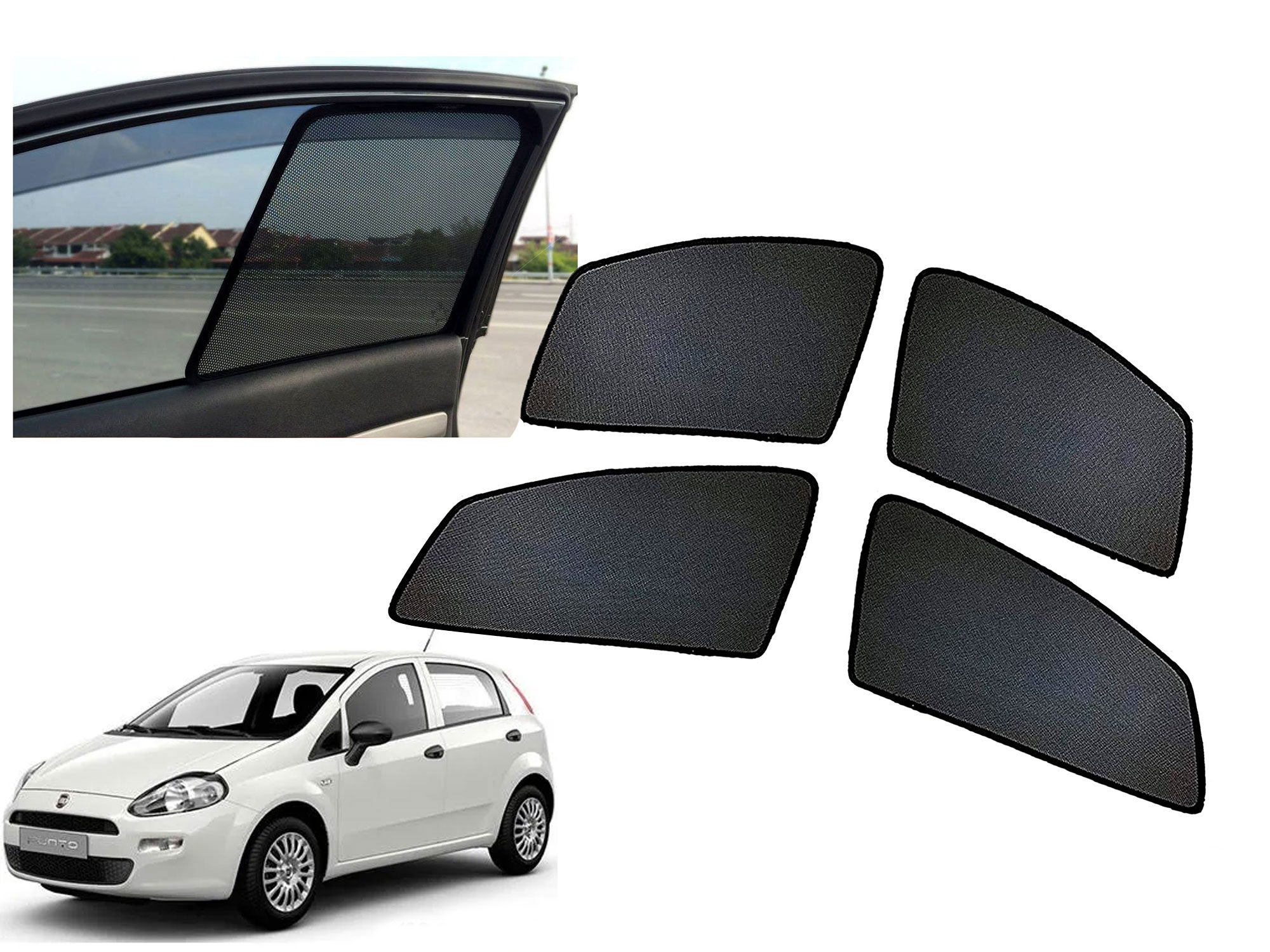 Z-Black Window Plug-in Half Sun Shades Car Curtain for Fiat