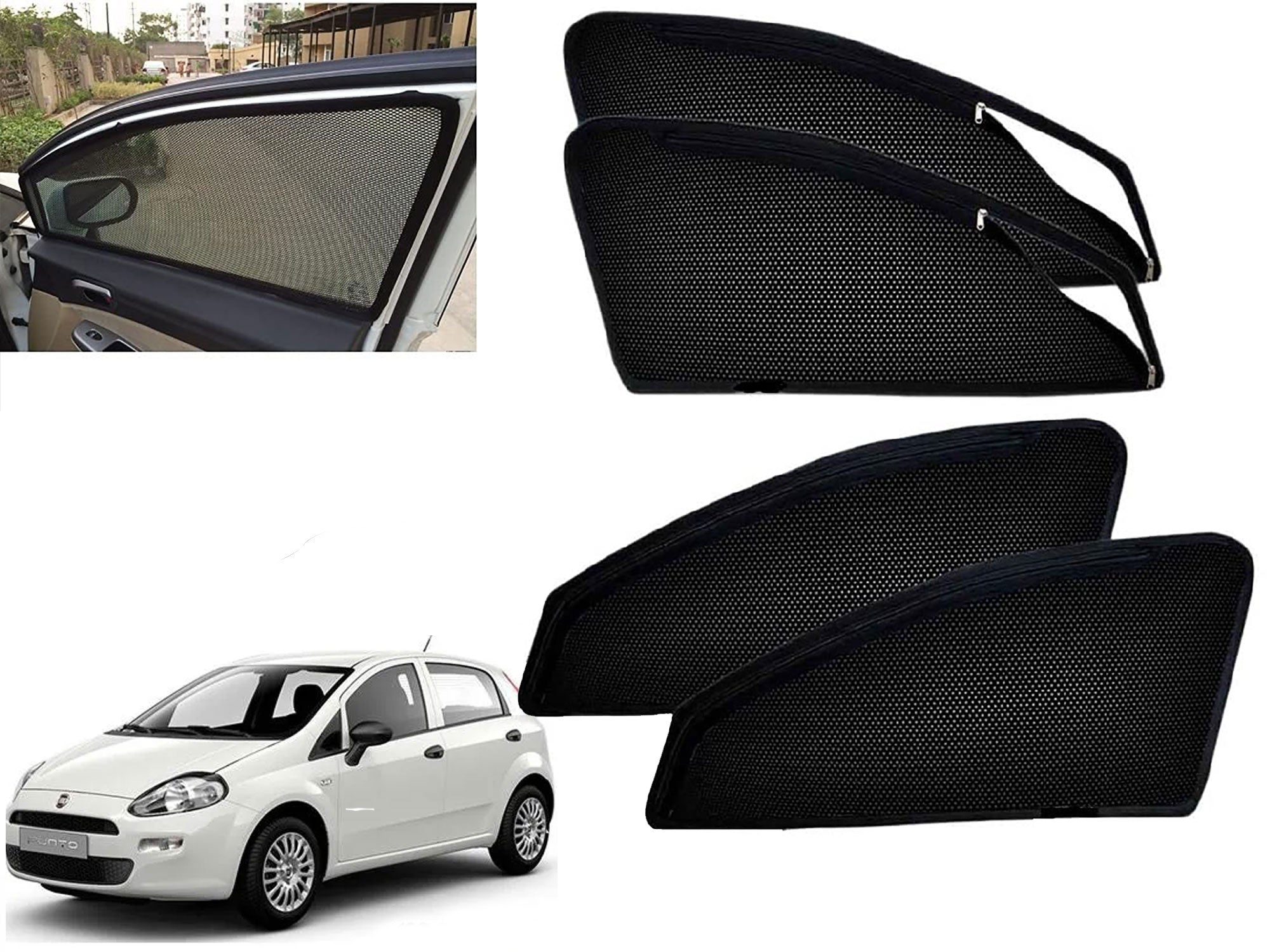 Zipper Magnetic Car Curtain Sunshades for Fiat