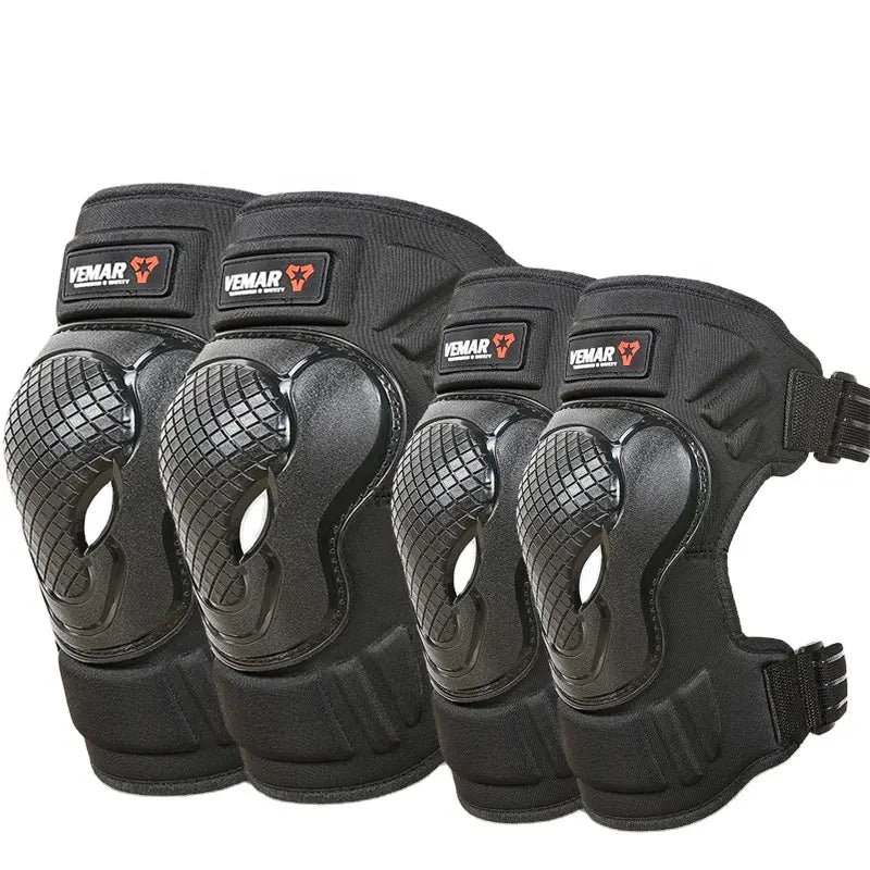 Protective Half Elbow Guard, Knee Guard and Shin Guards compatible with All Bike Black (Pack of 4)