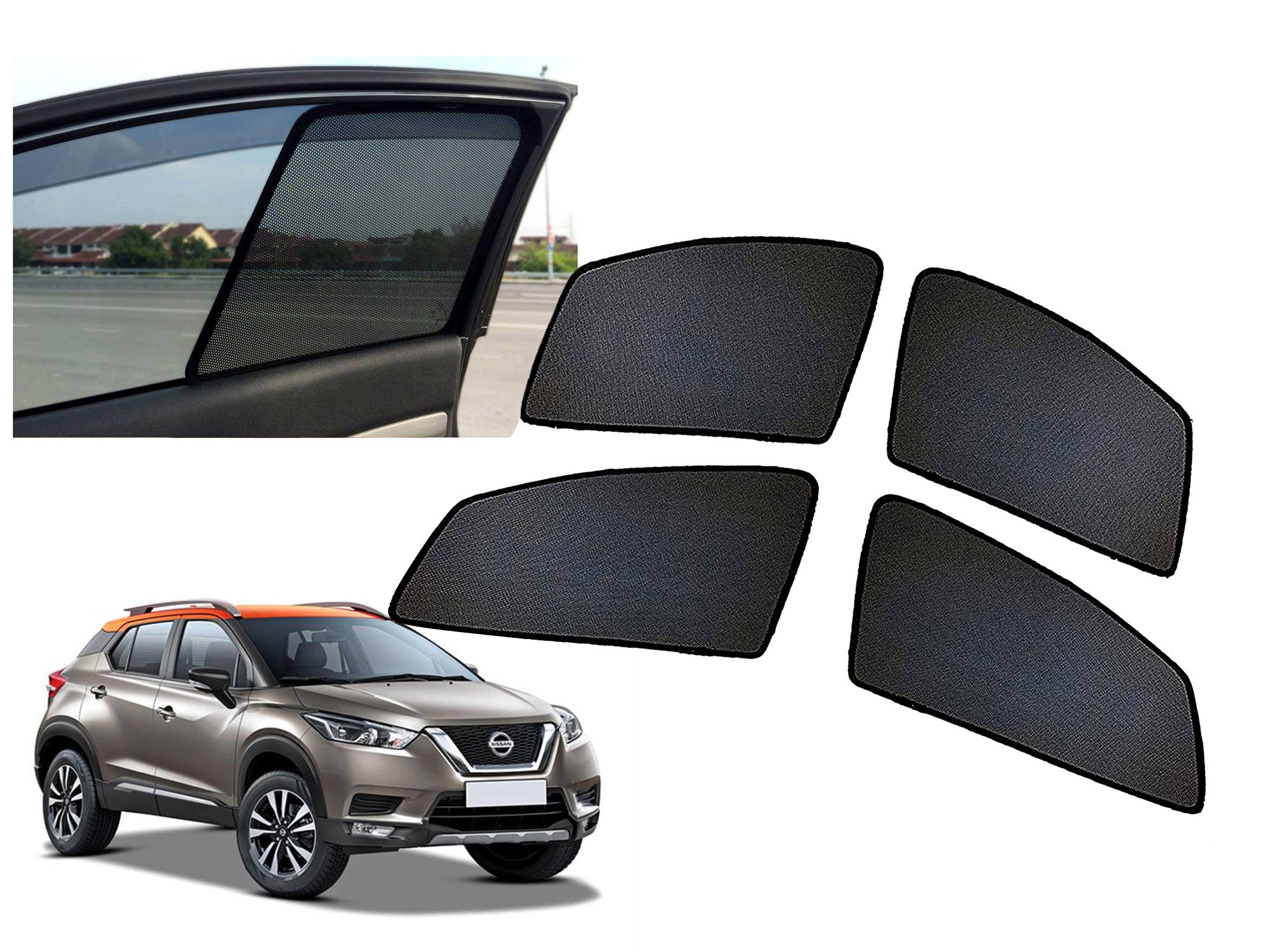 Z-Black Window Plug-in Half Sun Shades Car Curtain for Renault