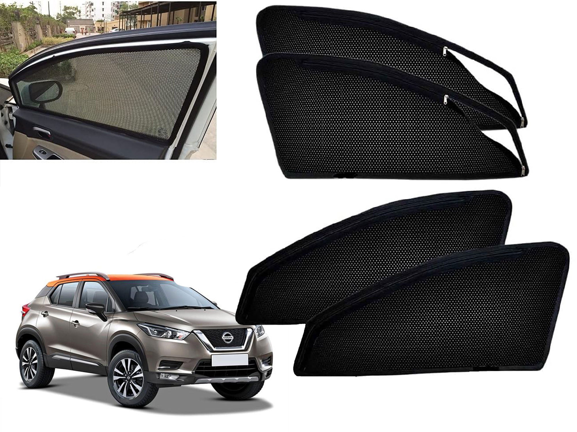 Zipper Magnetic Car Curtain Sunshades for Renault