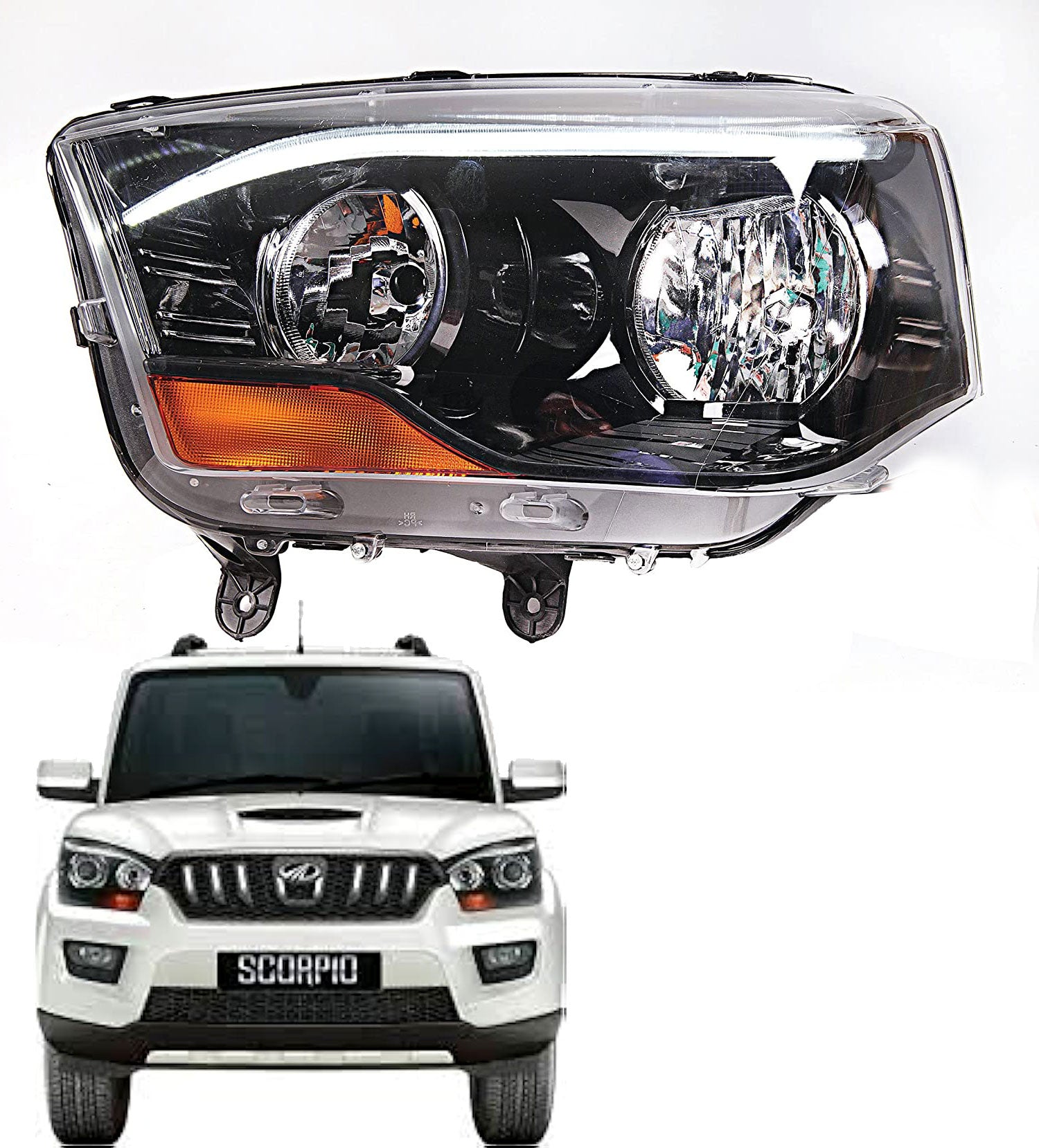 Auto Pearl Headlight Assembly Compatible with Scorpio (2014-2017)