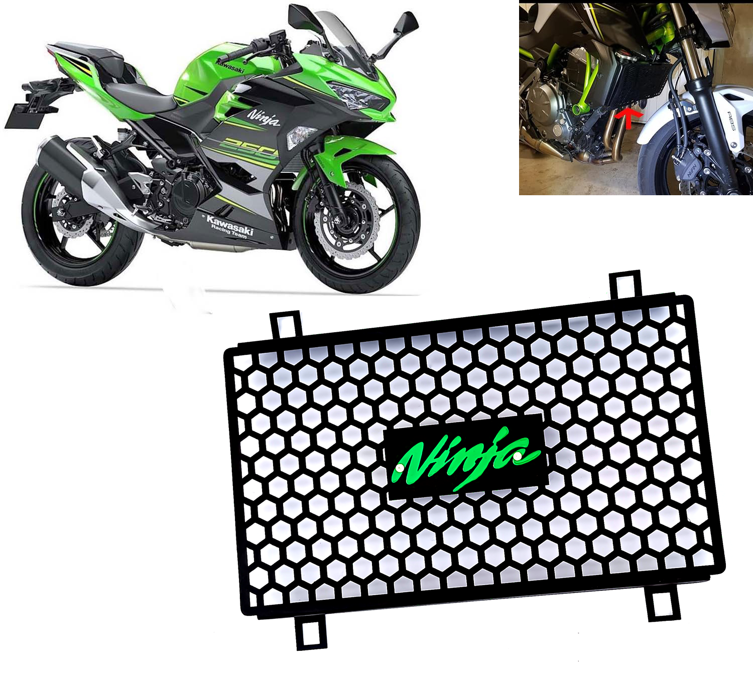 Radiator Guard /Radiator Grill compatible with Ninja 250 Bike Radiator Guard  (Kawasaki)