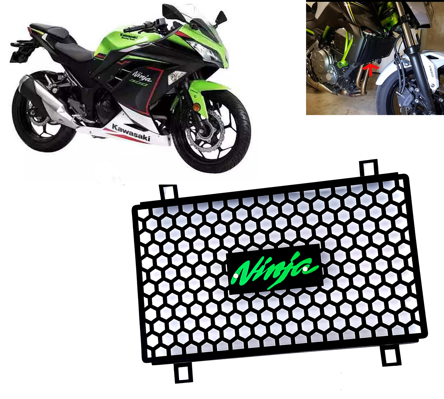 Radiator Guard /Radiator Grill compatible with Ninja 300 Bike Radiator Guard  (Kawasaki)