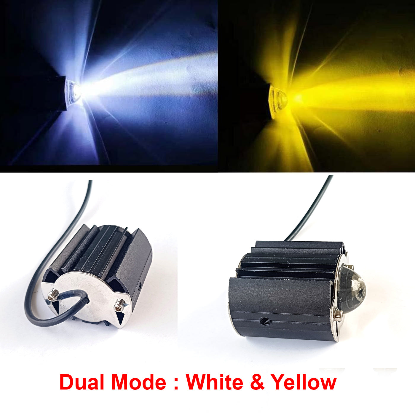 Spot Light Dual Mode Yellow/White  Mini Fog Light for All Bike (Pack of 1)