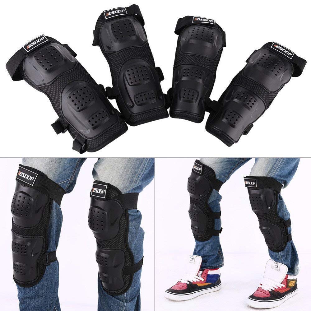 Bike Riding Knee & Elbow Guard Motorcycle Bike Racing compatible with All Bike Black (Pack of 4)