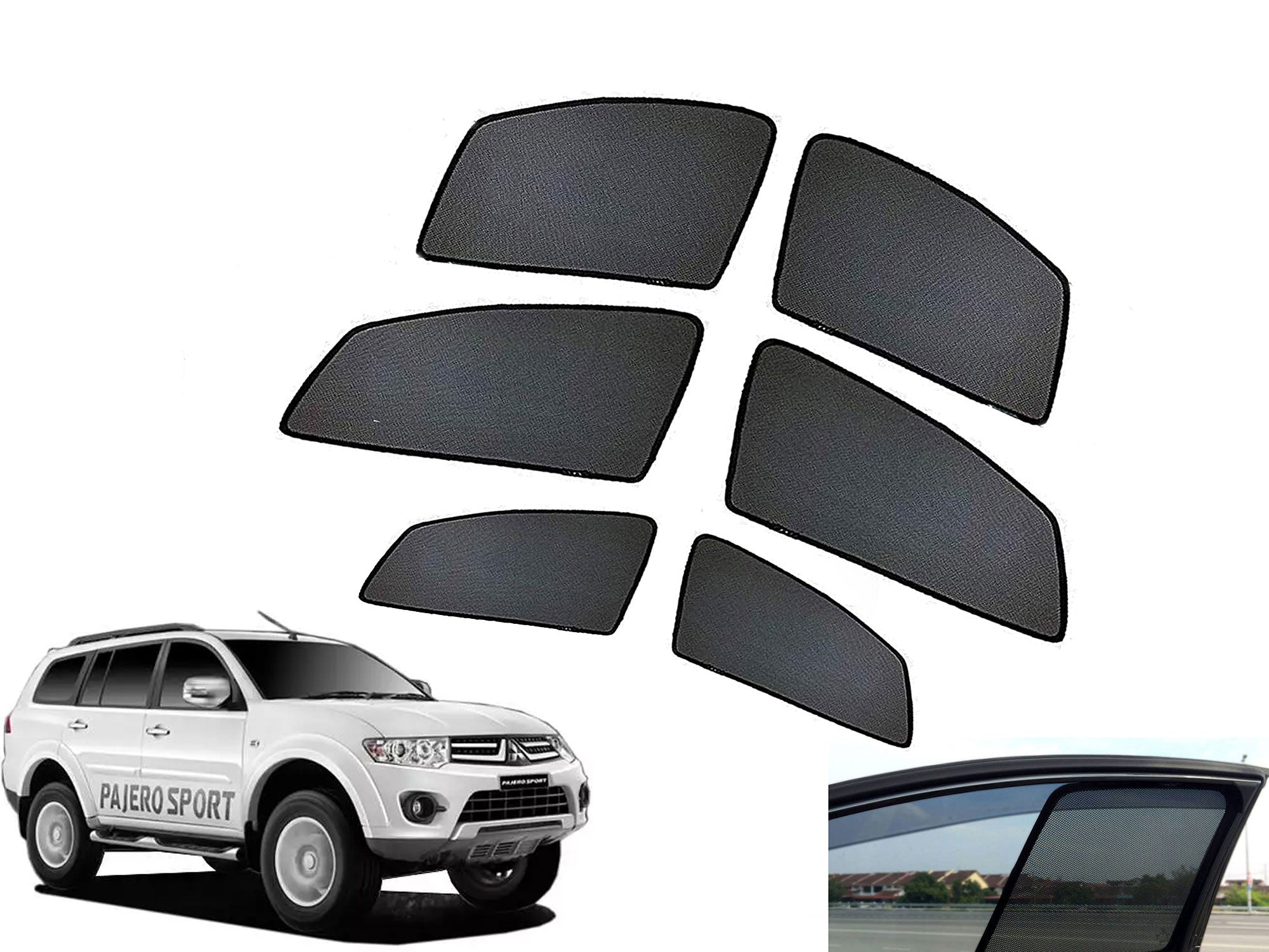 Z-Black Window Plug-in Half Sun Shades Car Curtain for Mitsubishi