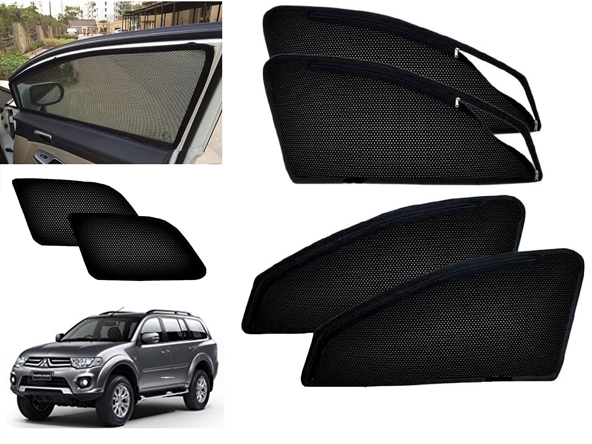 Zipper Magnetic Car Curtain Sunshades for Mitsubishi