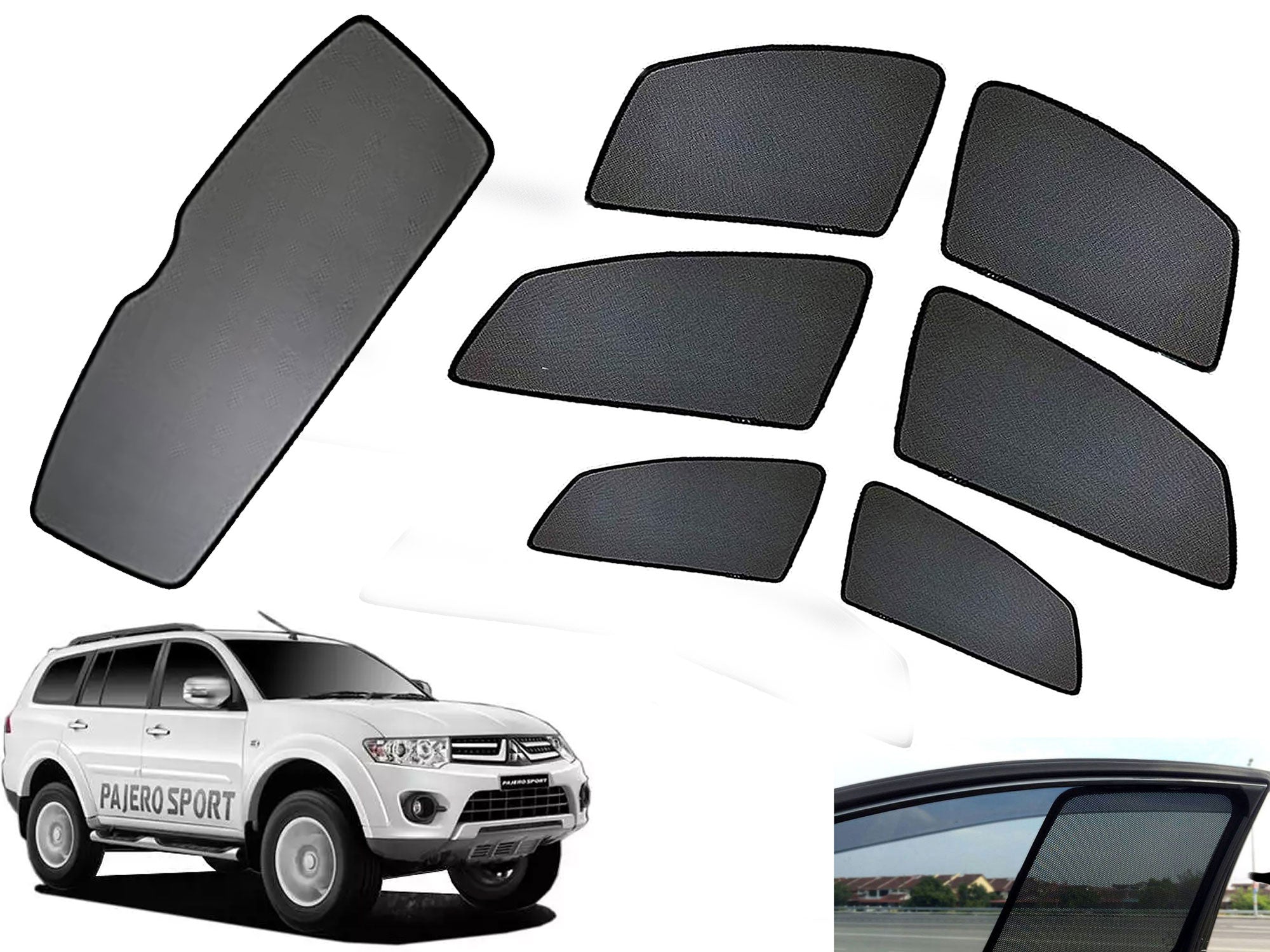 Z-Black Car Window Plug-in Half Sun Shades & Rear Dicky Curtain (Combo) for Mitsubishi