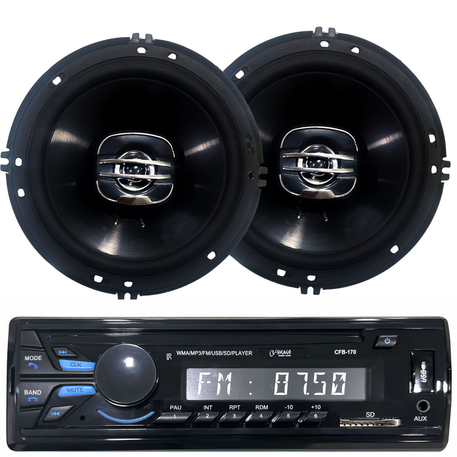 2 Way 50 Watts Speaker and Combo Car Stereo MP3 Player, Coaxial Car Audio Speakers Car Stereo  (Single Din)