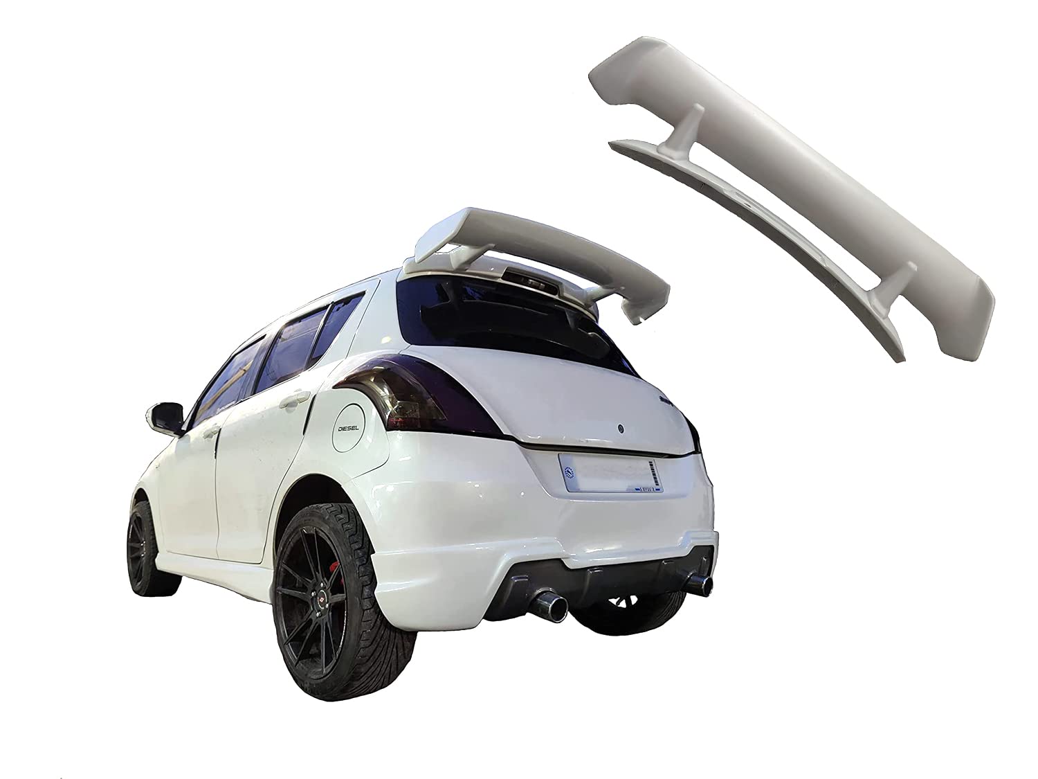 ABS Monster Roof Spoiler Compatible with Swift 2018 | Car Spoiler with Light Weight | Color - White