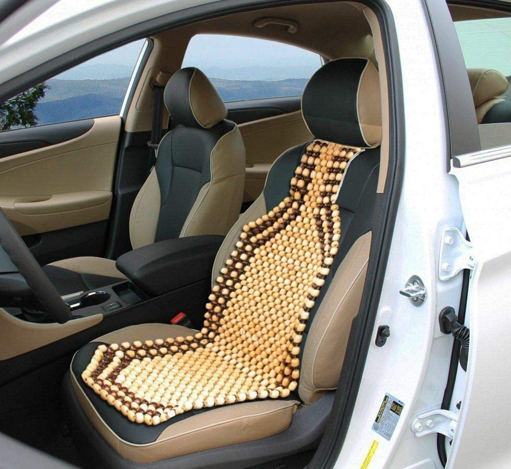 Wooden Car Beads Car Wooden Acupressure Bead Seat Cover Compatible with All Cars (Beige)