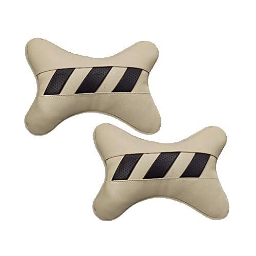 Beige, Black Leatherite Car Pillow Cushion for Car (Rectangular, Pack of 2)