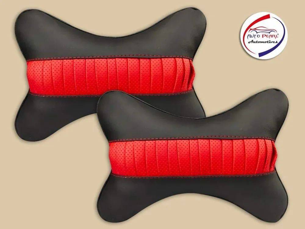 Black Red Fabric Car Pillow Cushion for Universal For Car  (Rectangular)