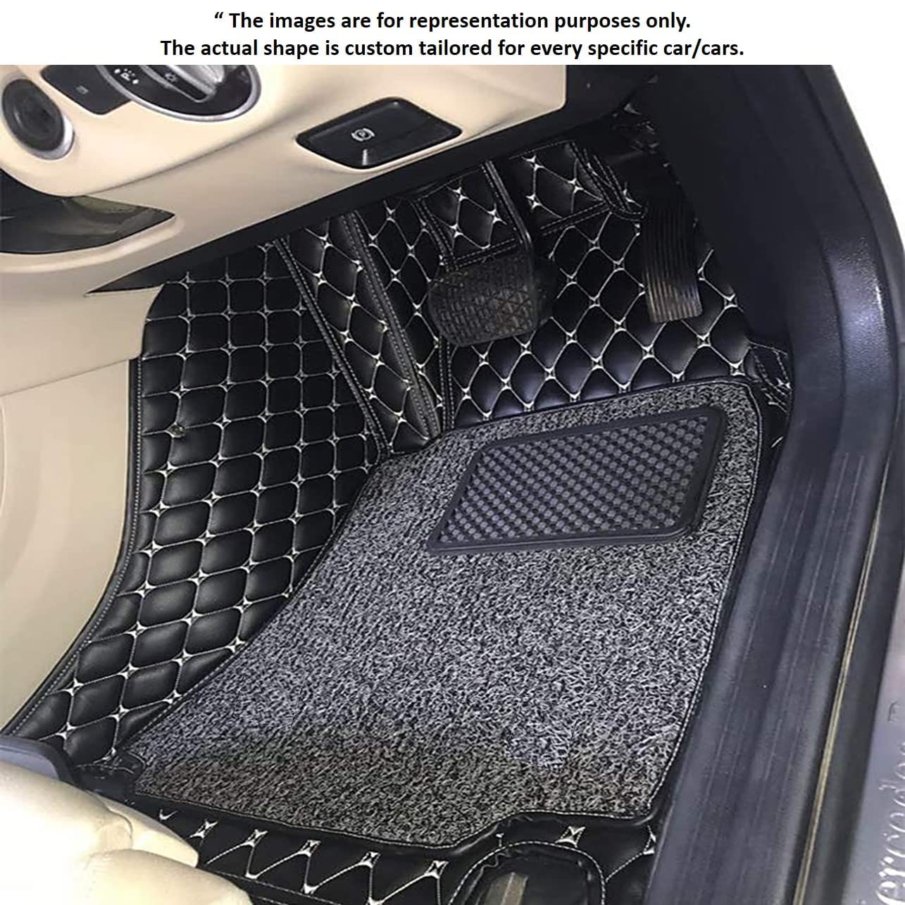 7D Car Floor Mats Luxury Leatherite 7D-Car Floor Mat with Velcro-Tape