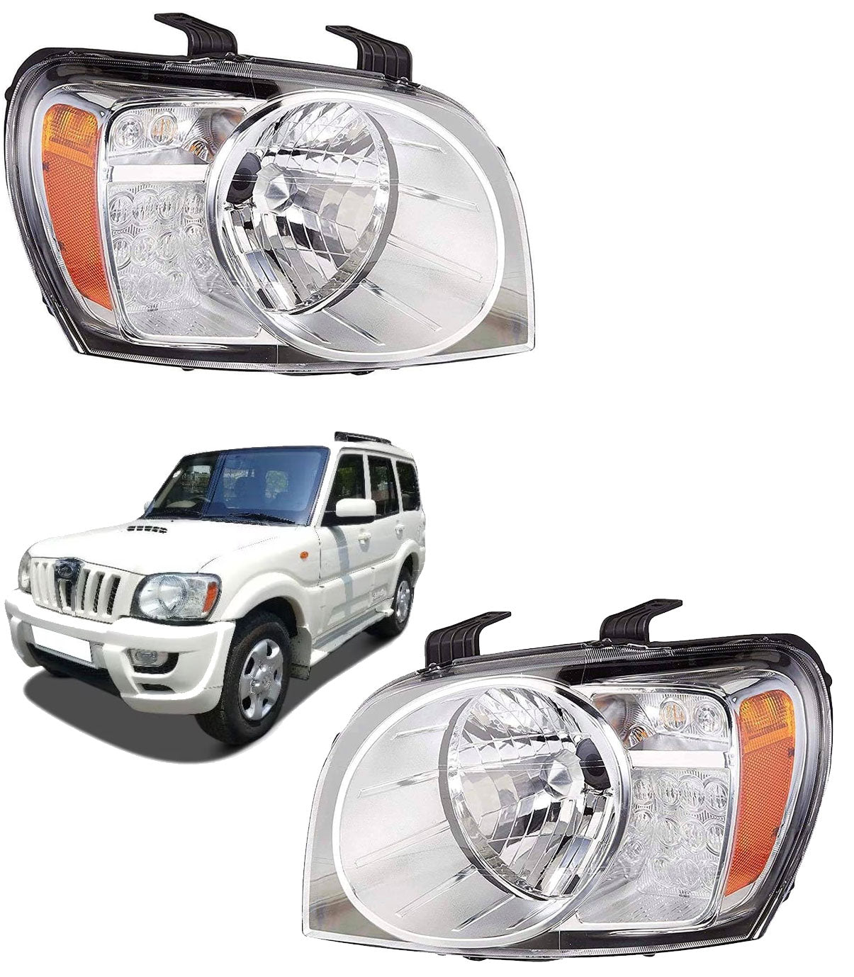 Auto Pearl Headlight Assembly Compatible with Scorpio (2009-2014)