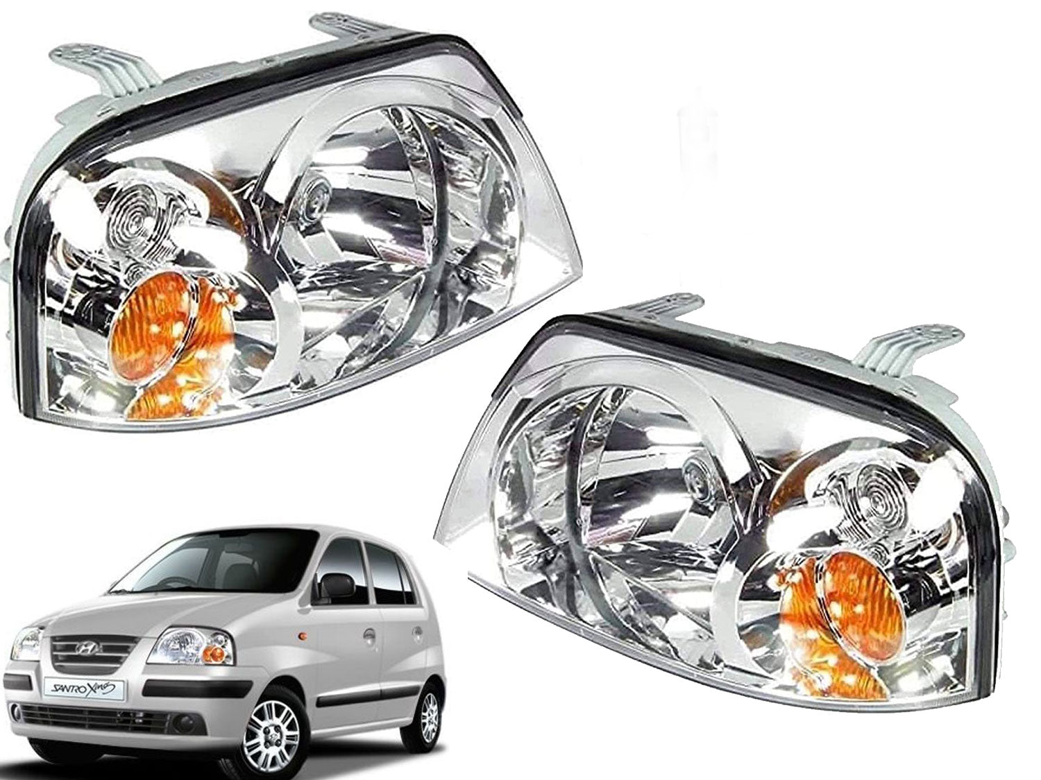 Auto Pearl Headlight Assembly Compatible with Santro Xing (2008-2014)