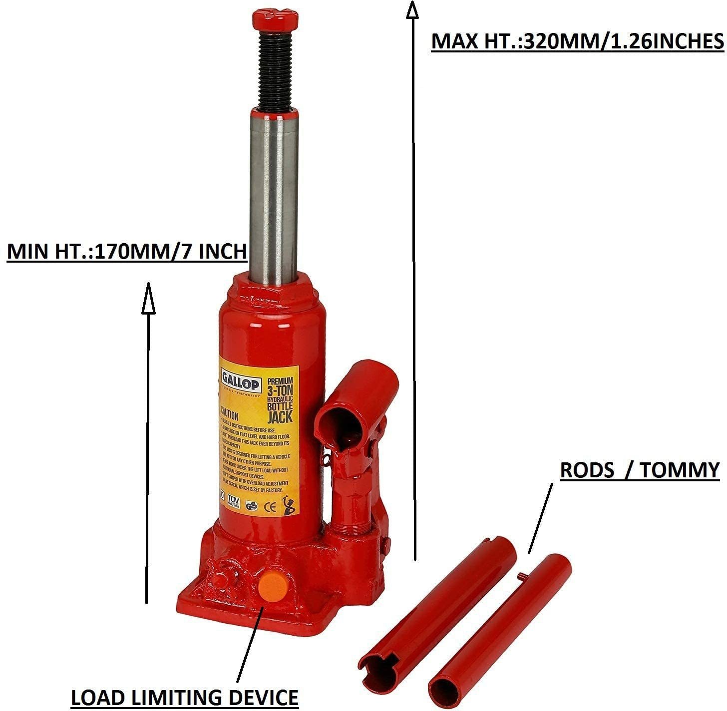 Car Hydraulic Bottle Jack 3 Ton ABS Hydraulic Unit